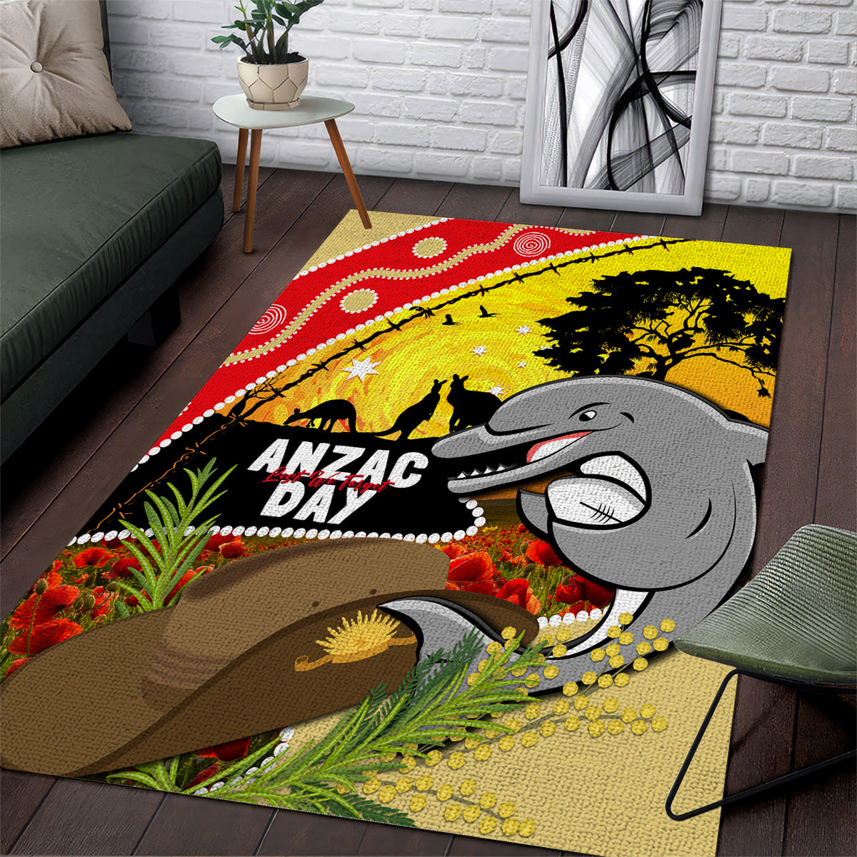 Dolphins ANZAC Day Area Rug Rosemary Starring Night Style