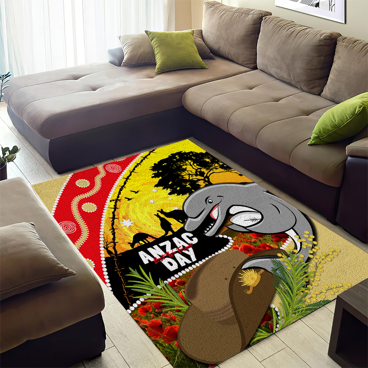 Dolphins ANZAC Day Area Rug Rosemary Starring Night Style