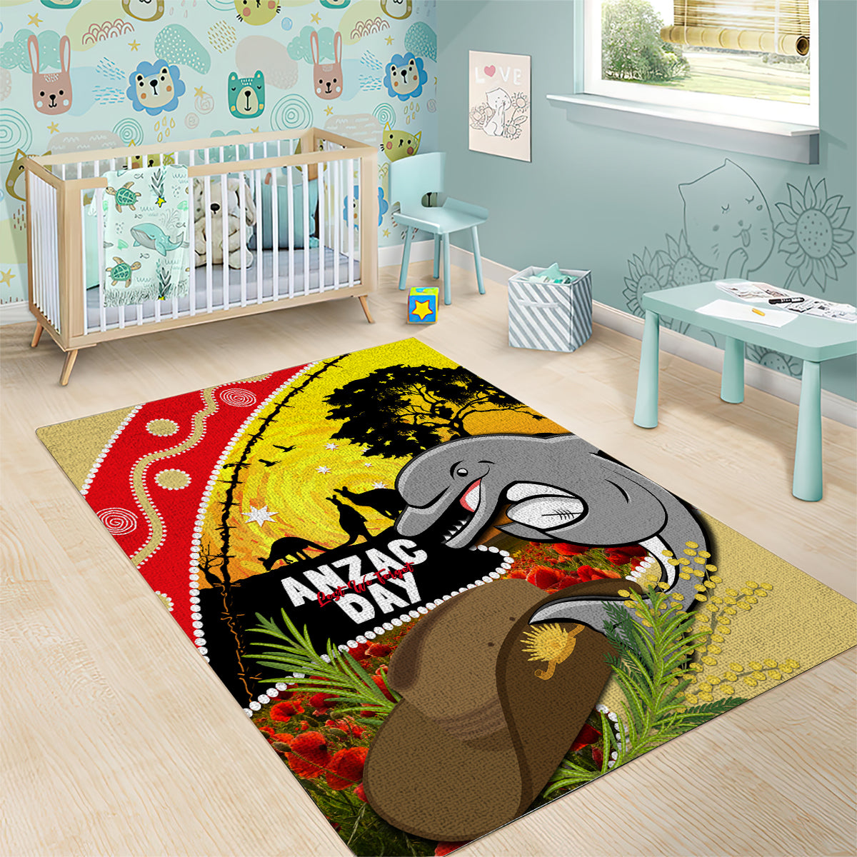 Dolphins ANZAC Day Area Rug Rosemary Starring Night Style