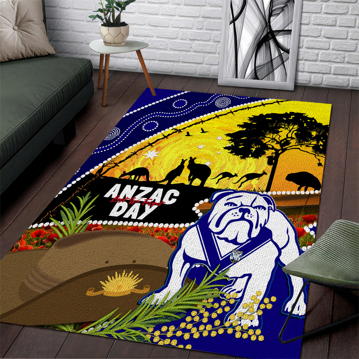 Bulldogs ANZAC Day Area Rug Rosemary Starring Night Style