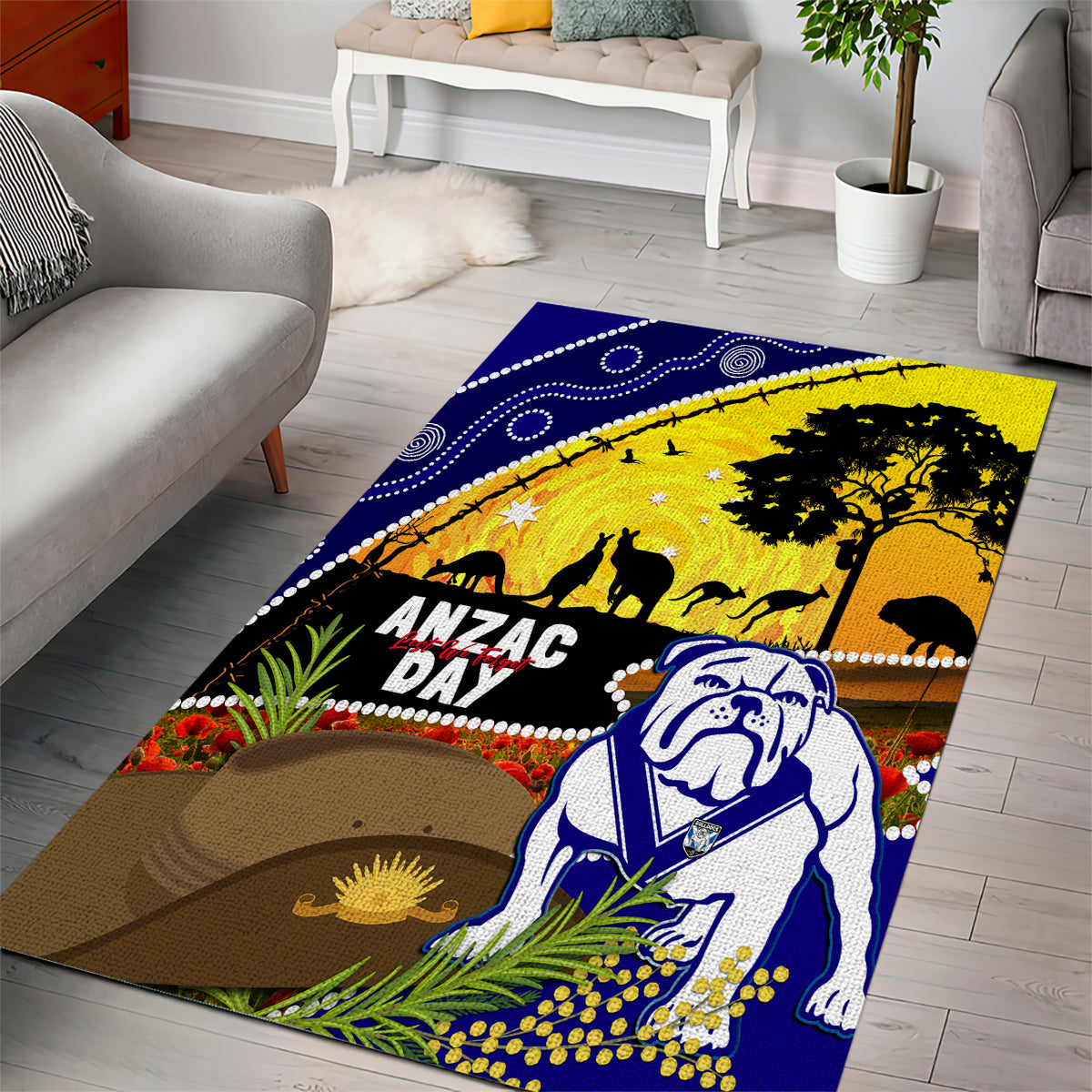 Bulldogs ANZAC Day Area Rug Rosemary Starring Night Style