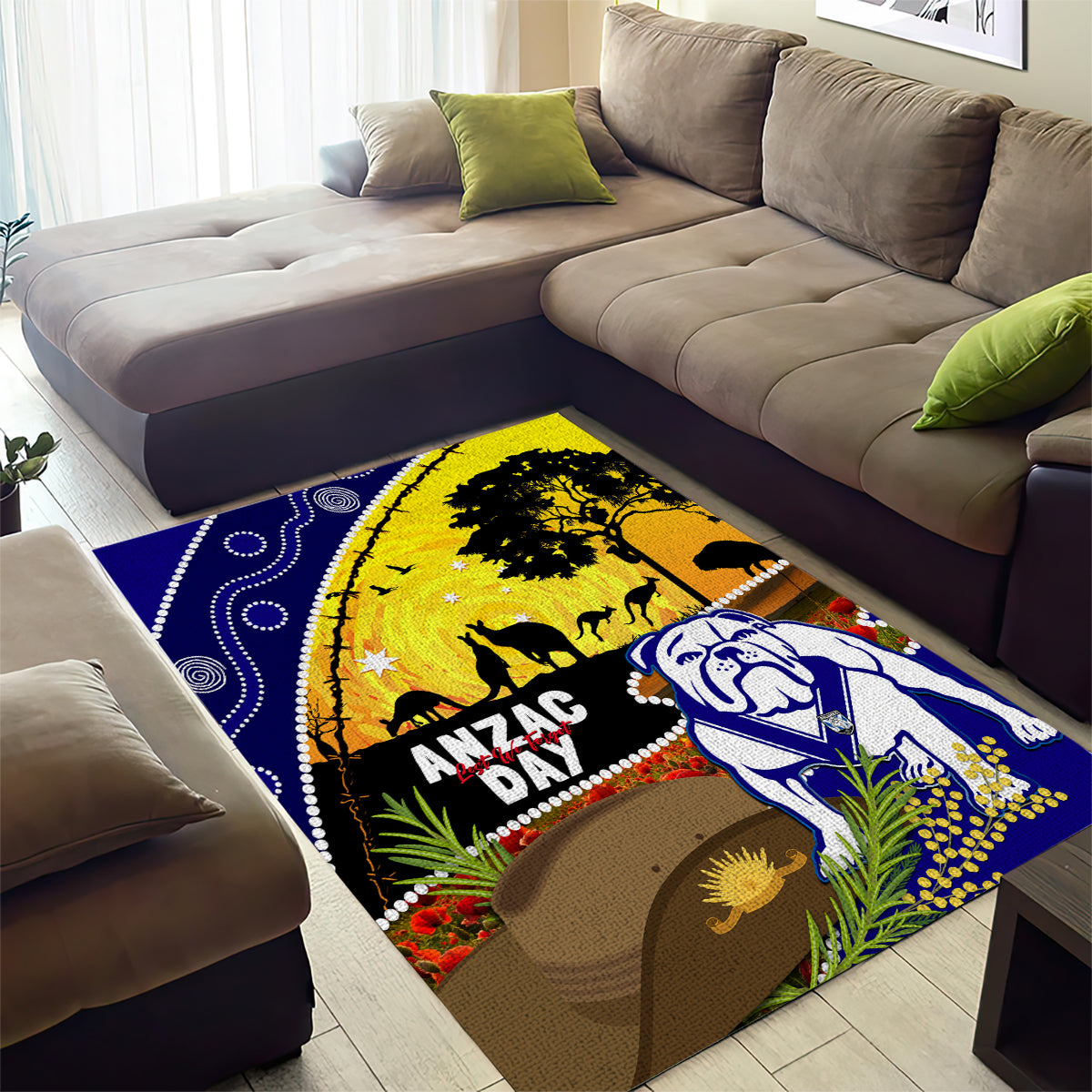 Bulldogs ANZAC Day Area Rug Rosemary Starring Night Style