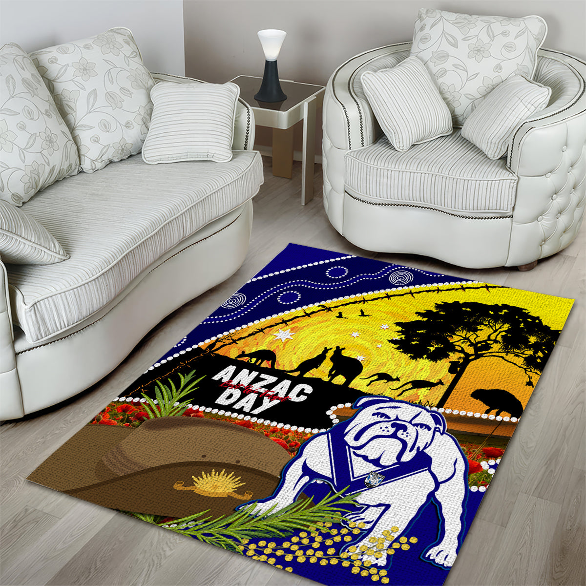 Bulldogs ANZAC Day Area Rug Rosemary Starring Night Style