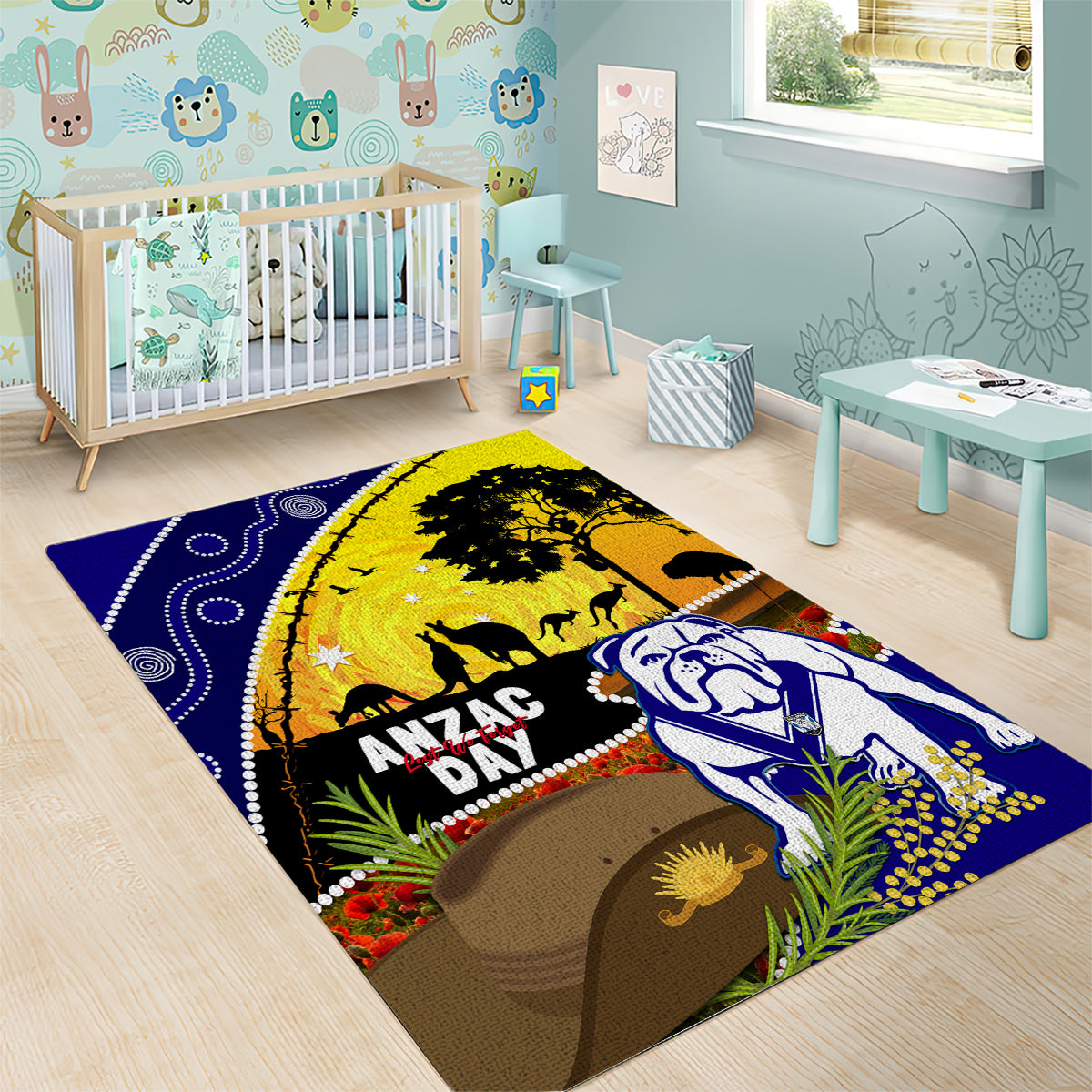 Bulldogs ANZAC Day Area Rug Rosemary Starring Night Style