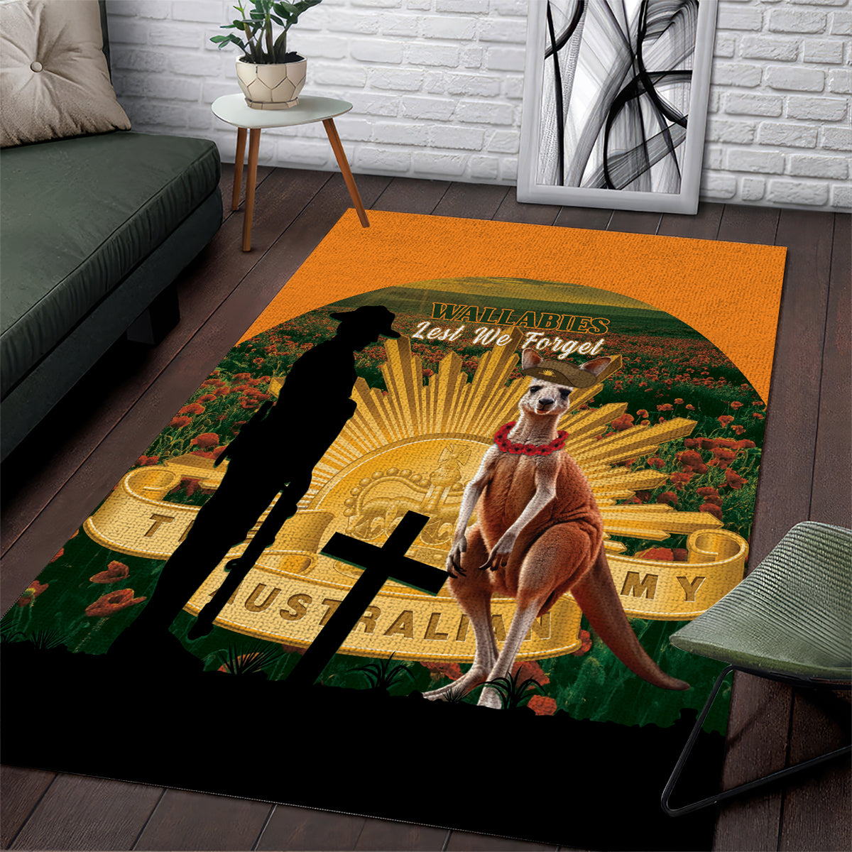 Australia Wallabies Rugby ANZAC Day Area Rug 2024 Lest We Forget