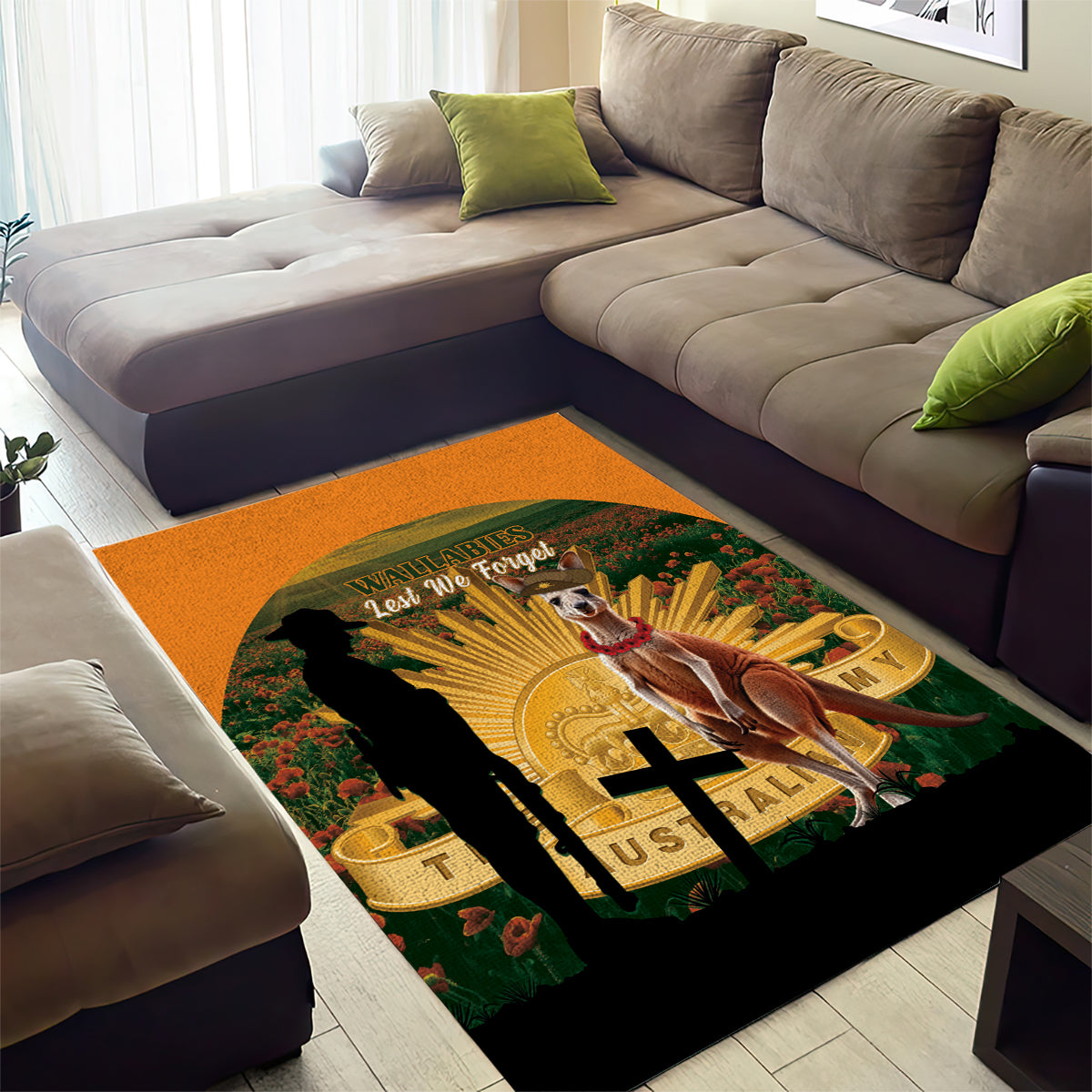 Australia Wallabies Rugby ANZAC Day Area Rug 2024 Lest We Forget