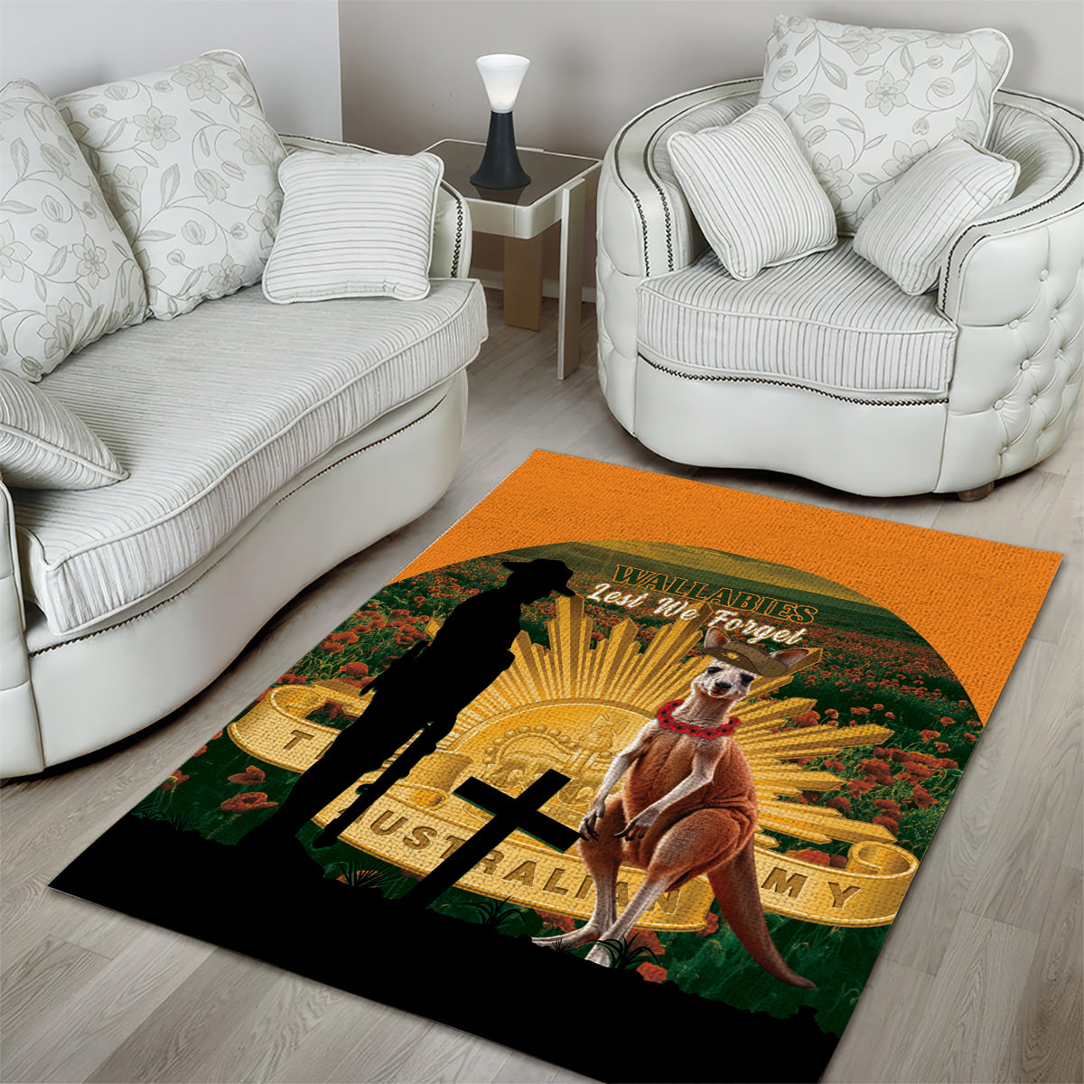 Australia Wallabies Rugby ANZAC Day Area Rug 2024 Lest We Forget