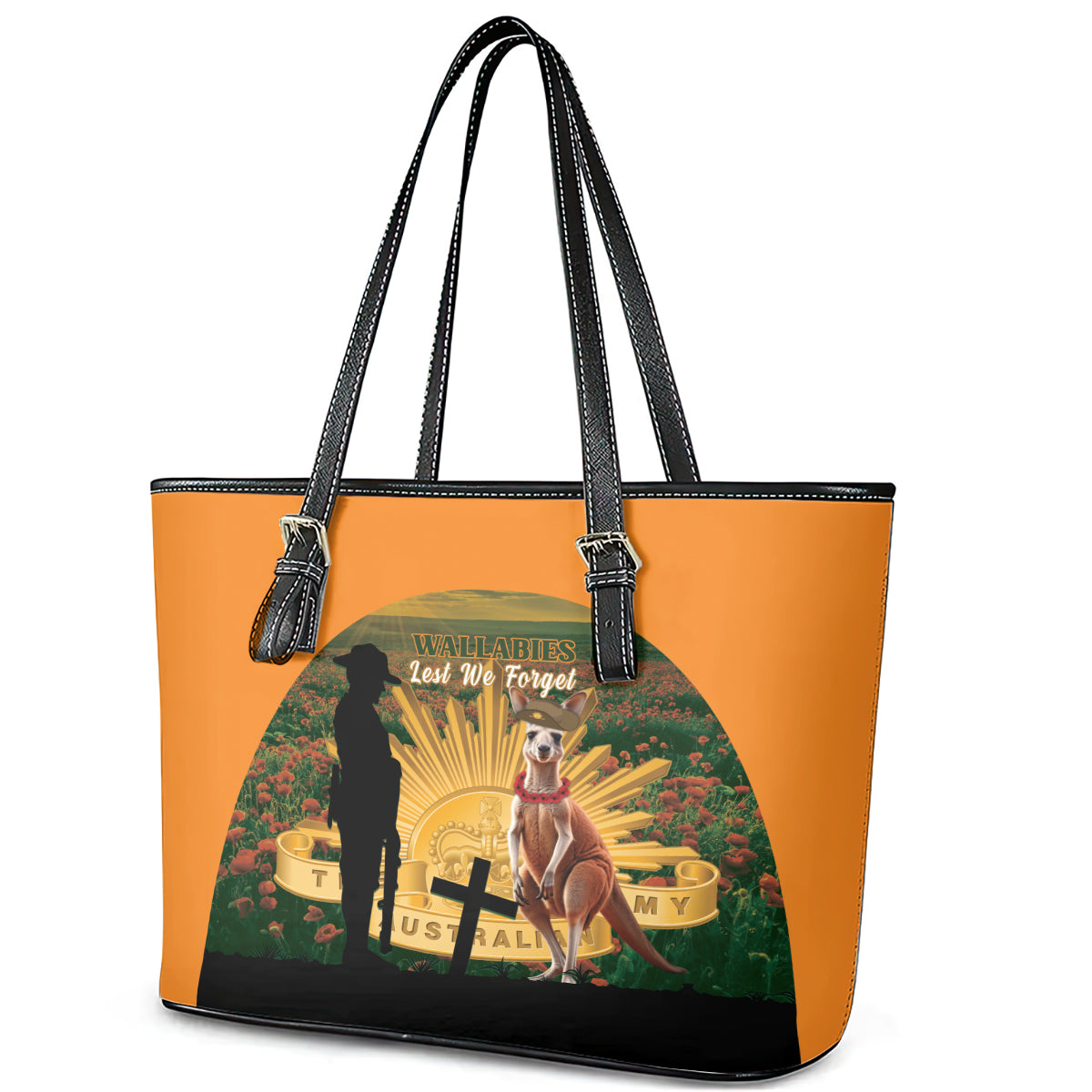 Australia Wallabies Rugby ANZAC Day Leather Tote Bag 2024 Lest We Forget