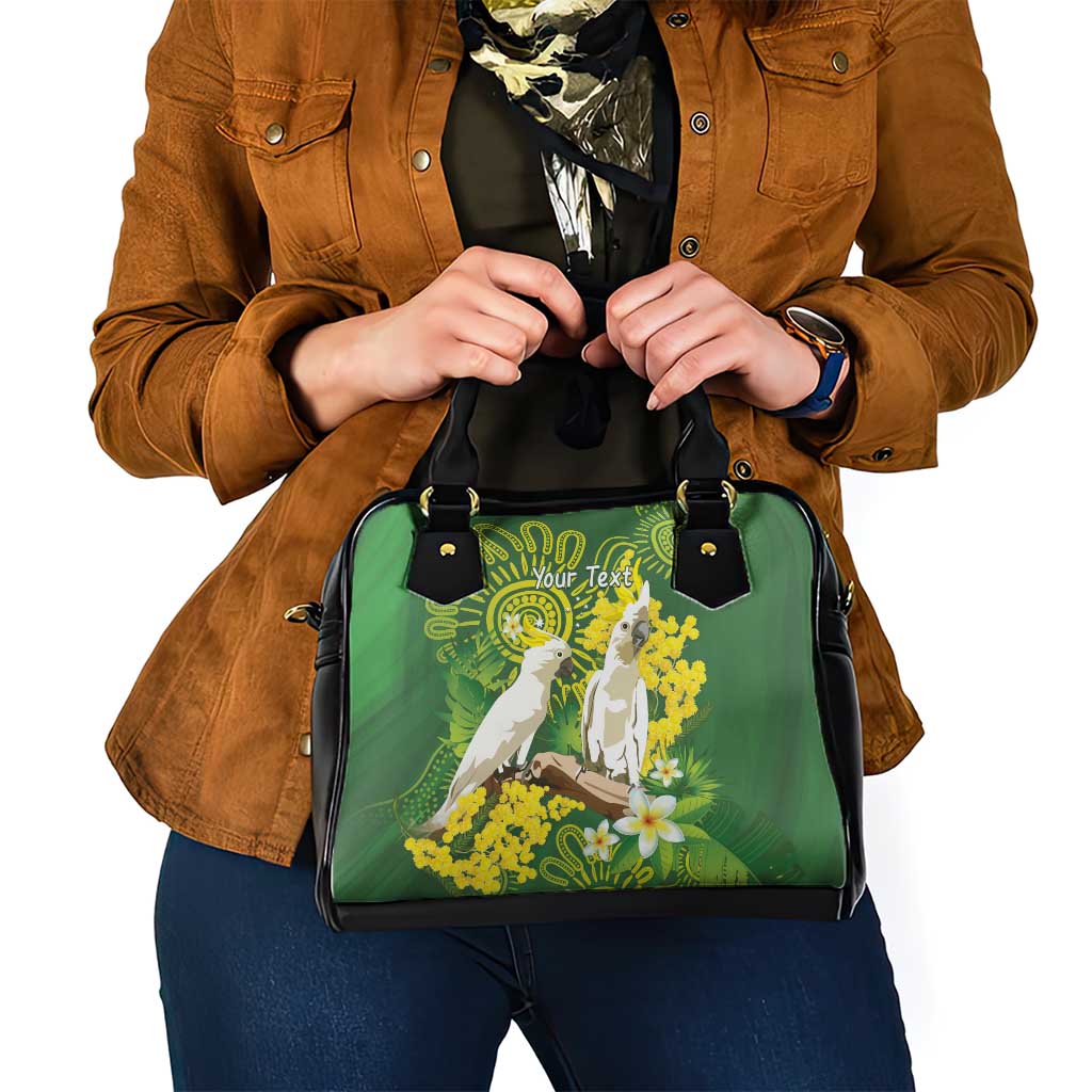 Personalised Australia Golden Wattle And Cacatua Galerita Shoulder Handbag Aboriginal Art