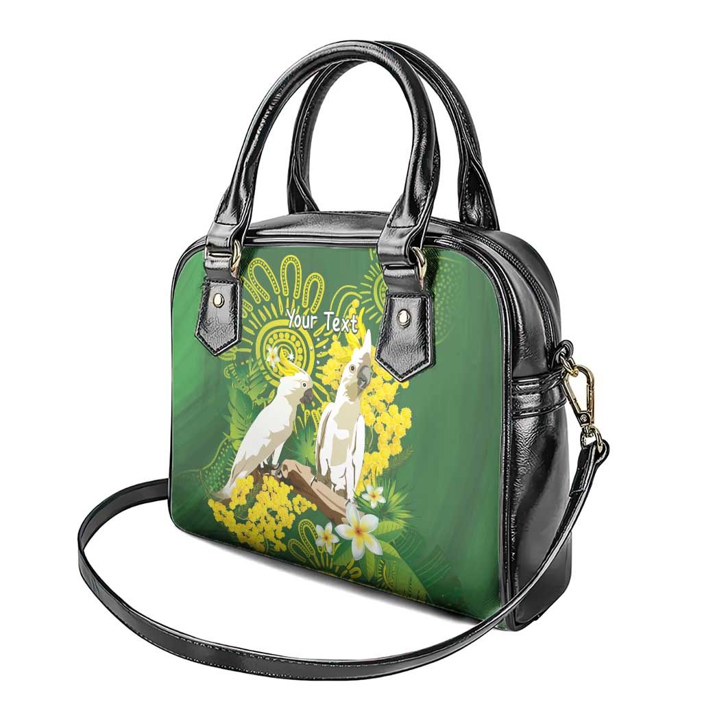 Personalised Australia Golden Wattle And Cacatua Galerita Shoulder Handbag Aboriginal Art