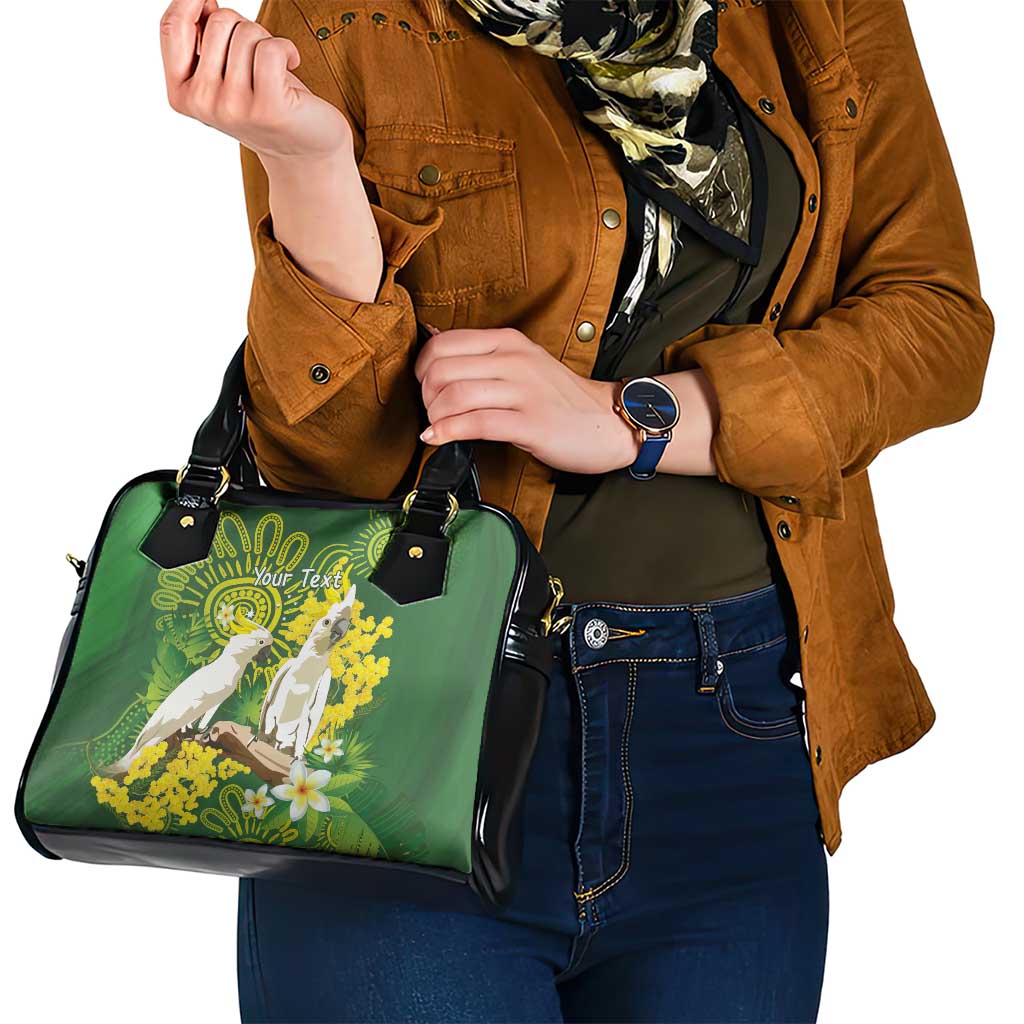 Personalised Australia Golden Wattle And Cacatua Galerita Shoulder Handbag Aboriginal Art