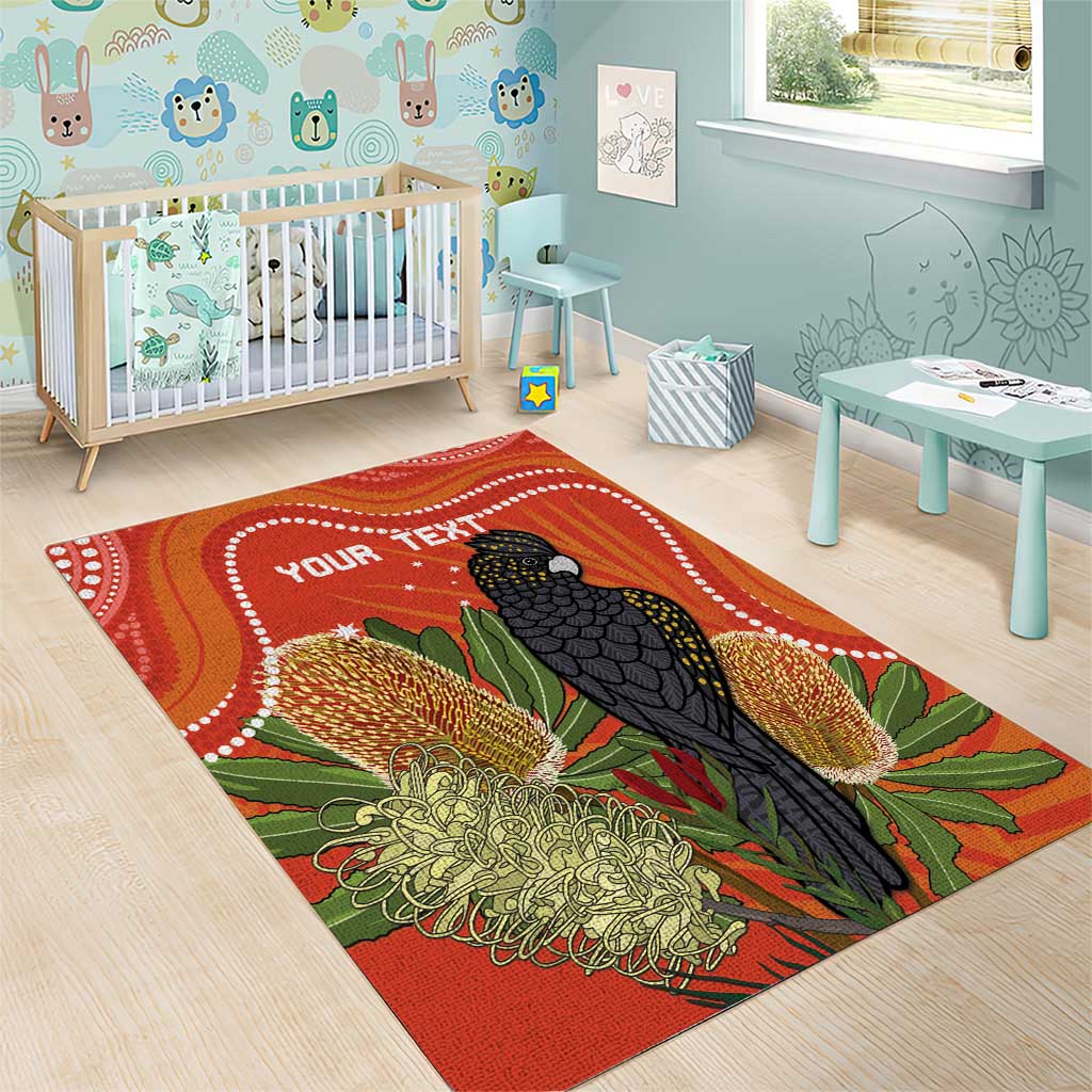 Personalised Australia Banksia And Black Cockatoo Area Rug Aboriginal Art