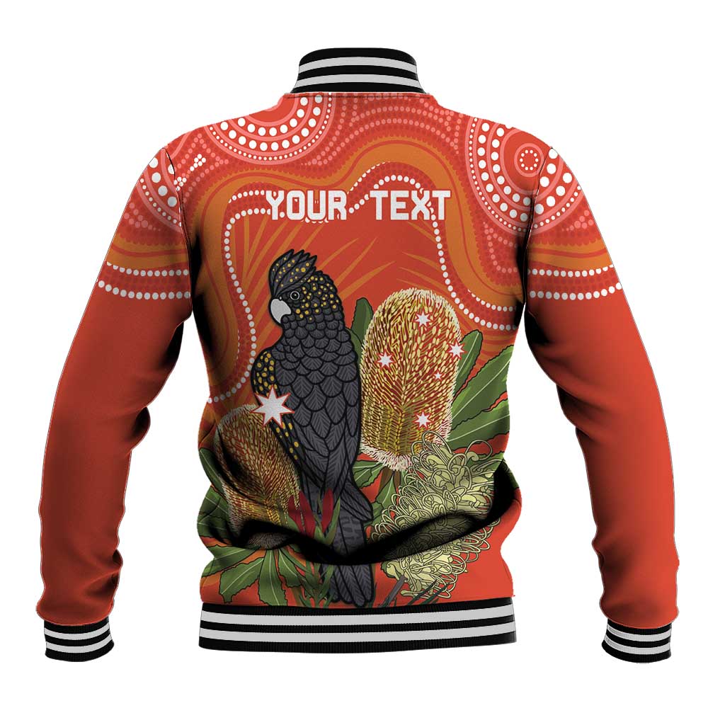 Personalised Australia Banksia And Black Cockatoo Baseball Jacket Aboriginal Art