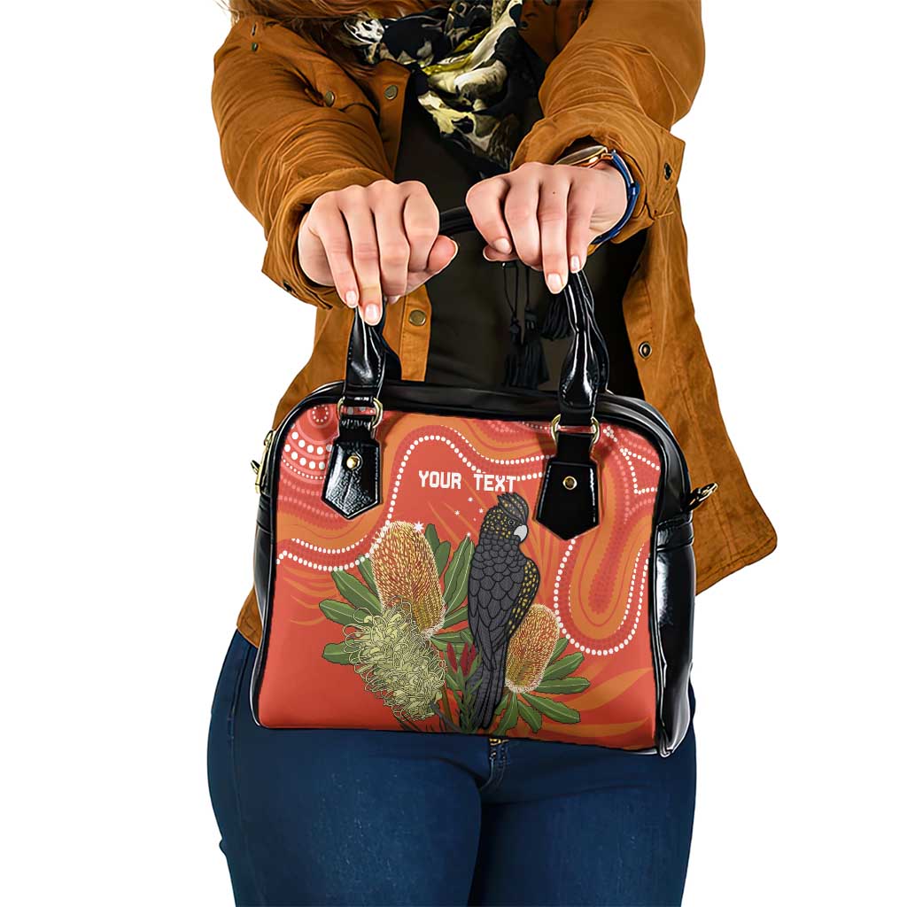 Personalised Australia Banksia And Black Cockatoo Shoulder Handbag Aboriginal Art