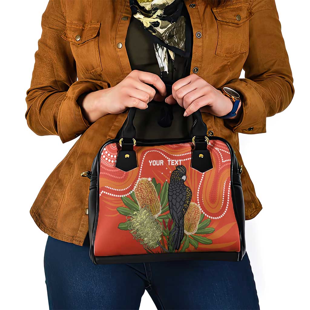 Personalised Australia Banksia And Black Cockatoo Shoulder Handbag Aboriginal Art