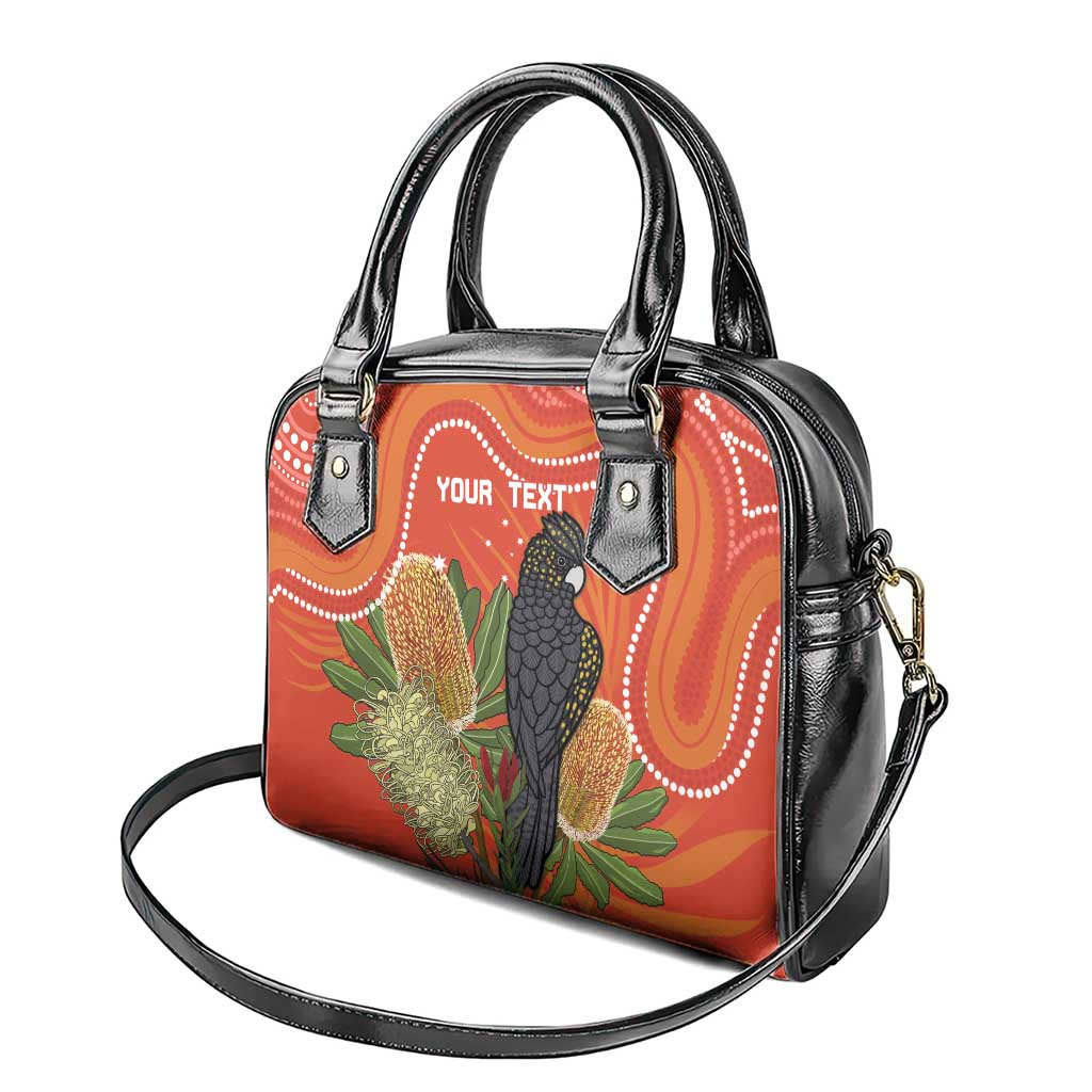 Personalised Australia Banksia And Black Cockatoo Shoulder Handbag Aboriginal Art