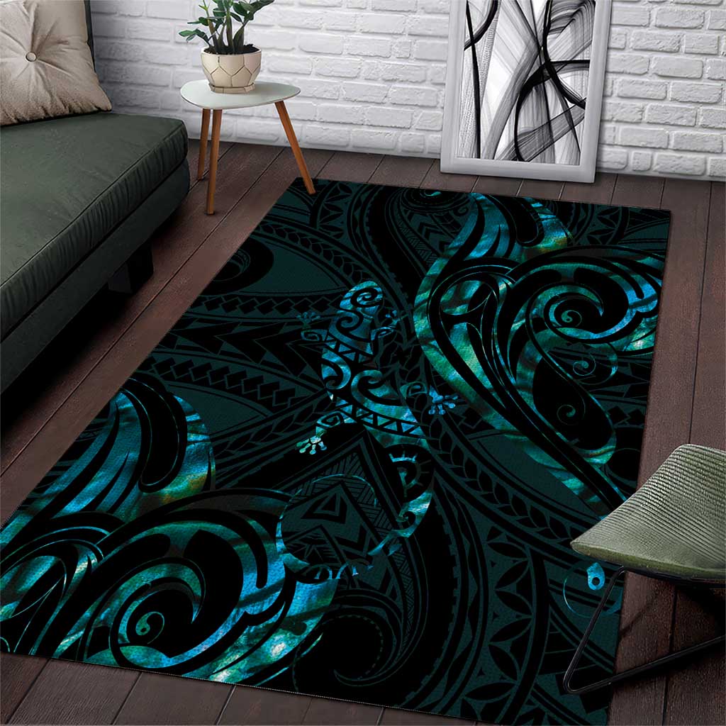 New Zealand Skink Area Rug Aotearoa Maori Mix Paua Shell