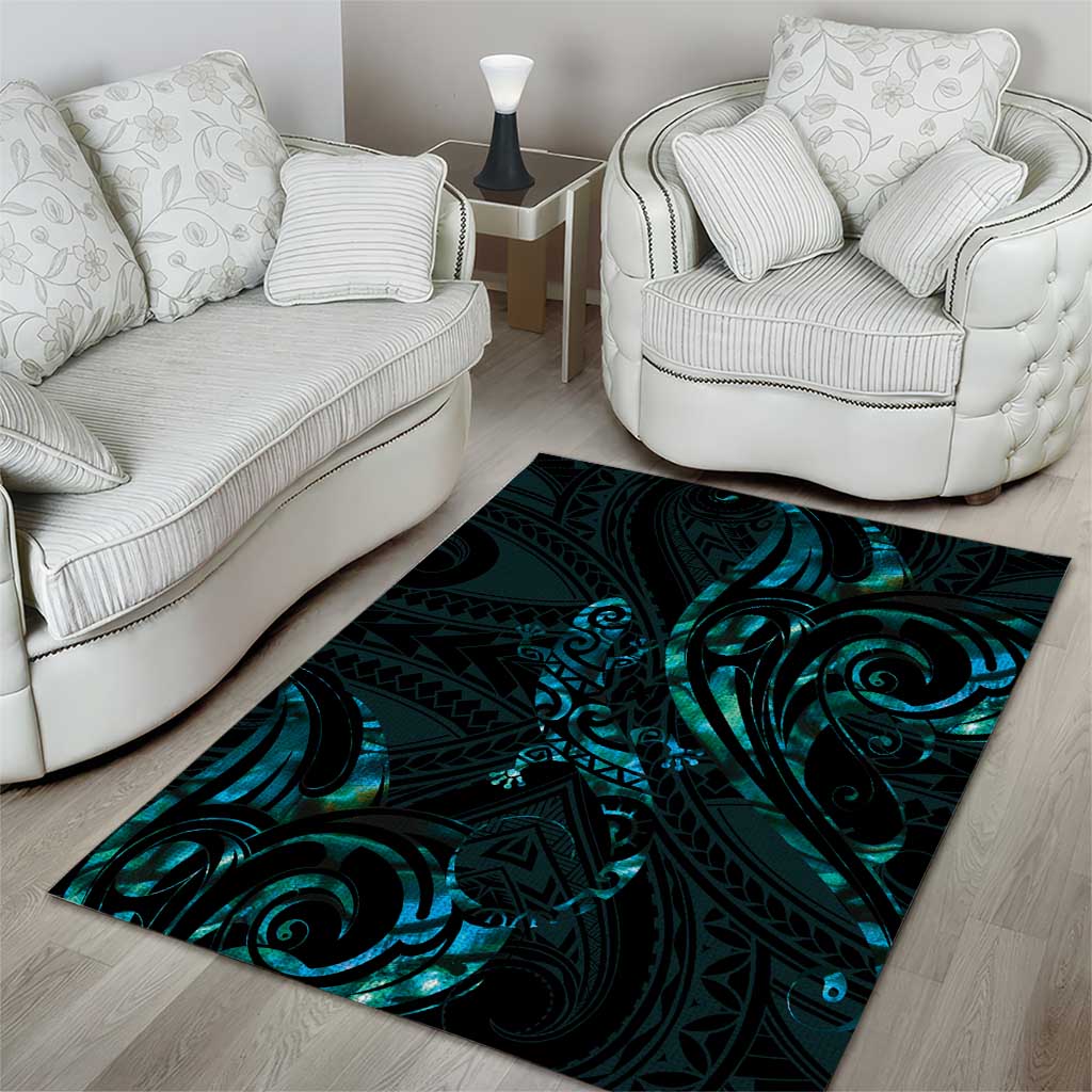 New Zealand Skink Area Rug Aotearoa Maori Mix Paua Shell