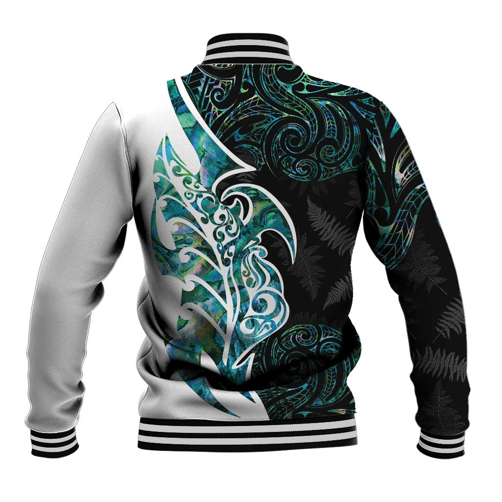 Proud Aotearoa Baseball Jacket Maori Silver Fern Mix Paua Shell Pattern