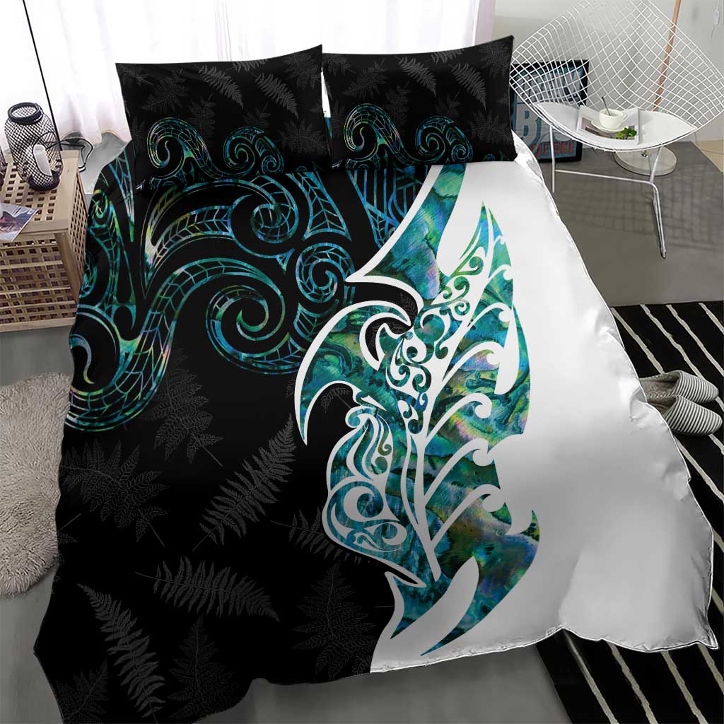 Proud Aotearoa Bedding Set Maori Silver Fern Mix Paua Shell Pattern