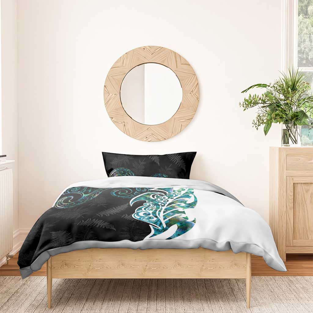 Proud Aotearoa Bedding Set Maori Silver Fern Mix Paua Shell Pattern