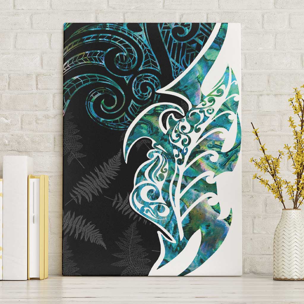 Proud Aotearoa Canvas Wall Art Maori Silver Fern Mix Paua Shell Pattern