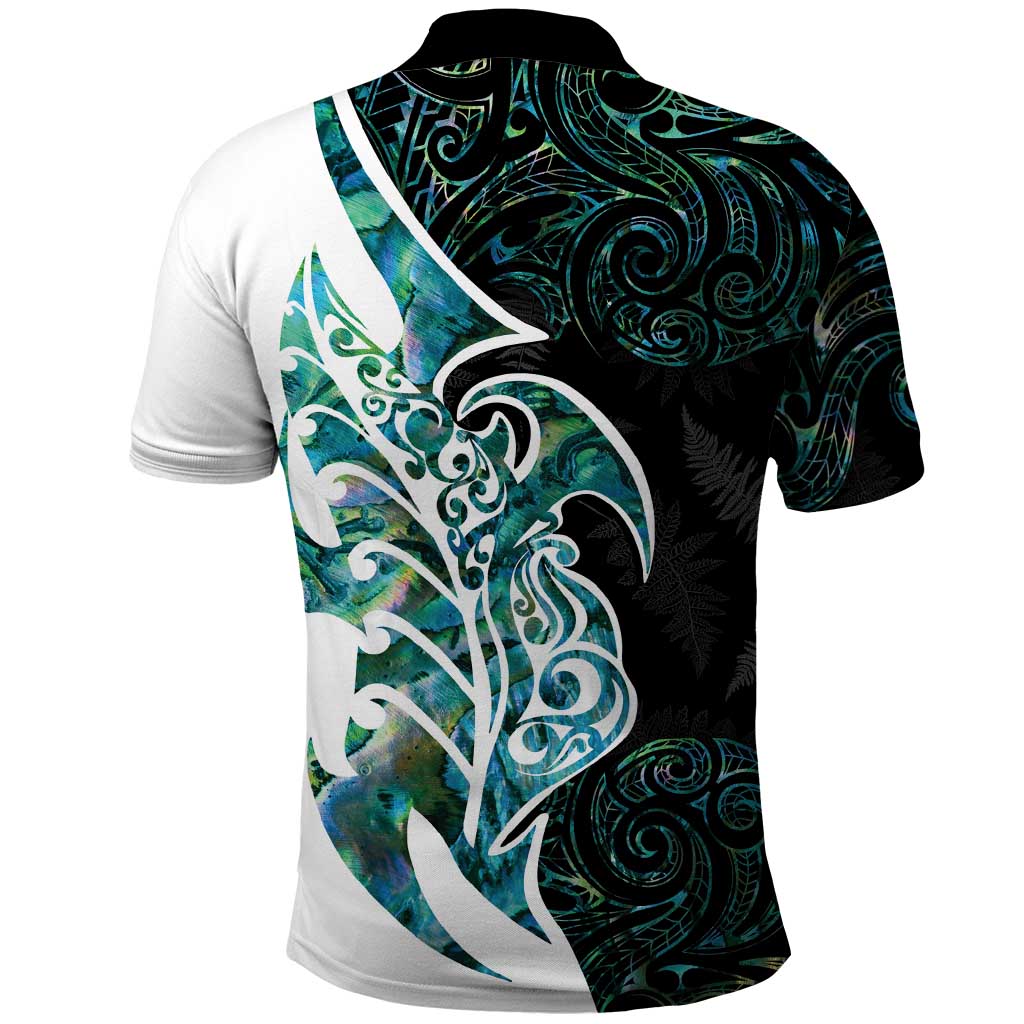 Proud Aotearoa Polo Shirt Maori Silver Fern Mix Paua Shell Pattern