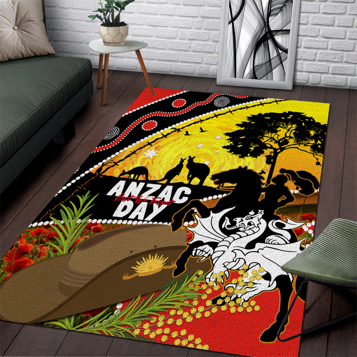 Dragons Rugby ANZAC Day Area Rug Saints Rosemary Starry Night