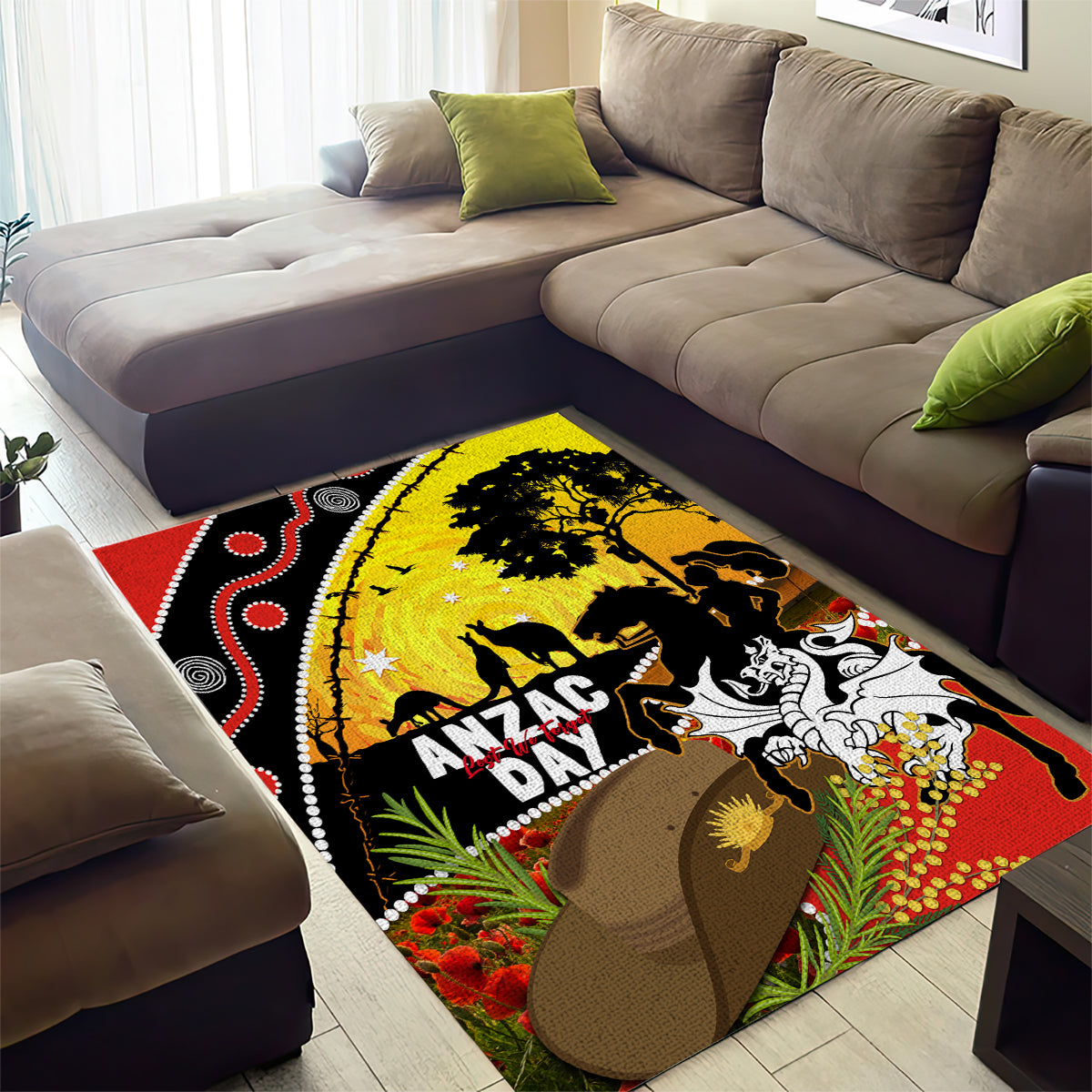 Dragons Rugby ANZAC Day Area Rug Saints Rosemary Starry Night