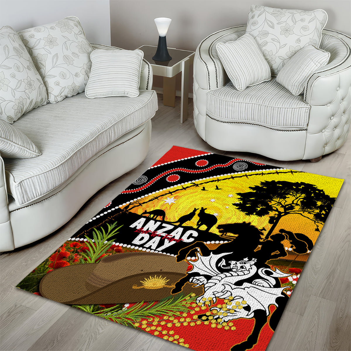 Dragons Rugby ANZAC Day Area Rug Saints Rosemary Starry Night