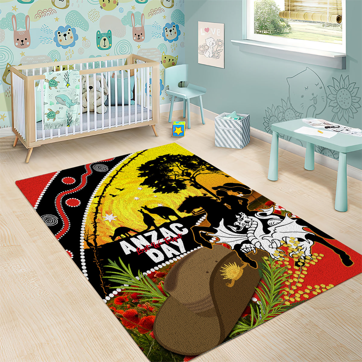 Dragons Rugby ANZAC Day Area Rug Saints Rosemary Starry Night