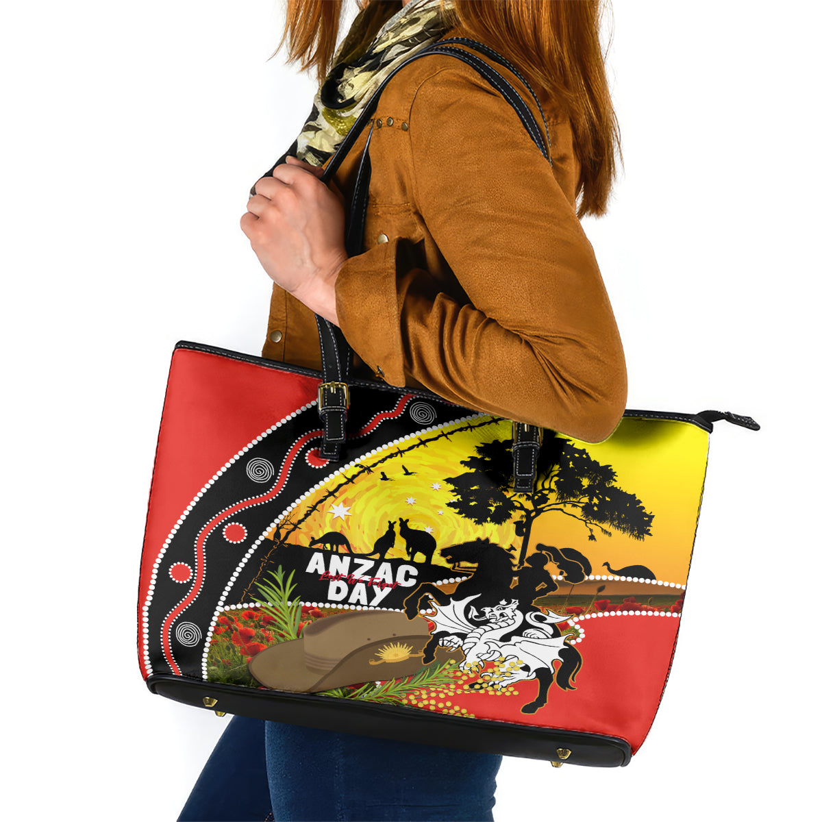 Dragons Rugby ANZAC Day Leather Tote Bag Saints Rosemary Starry Night