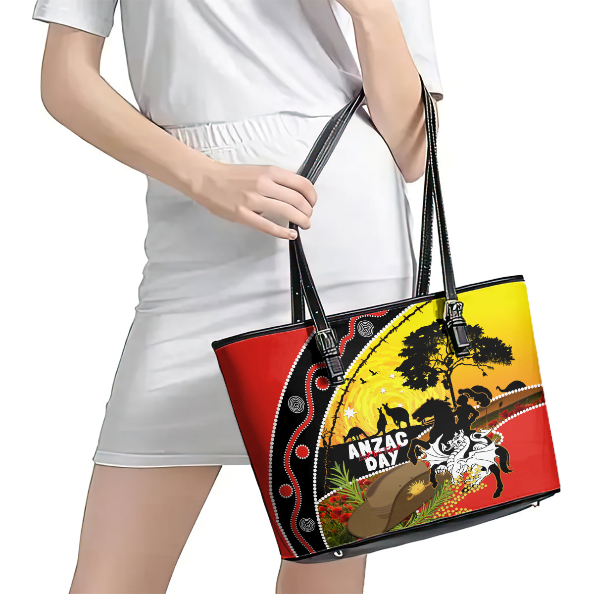 Dragons Rugby ANZAC Day Leather Tote Bag Saints Rosemary Starry Night