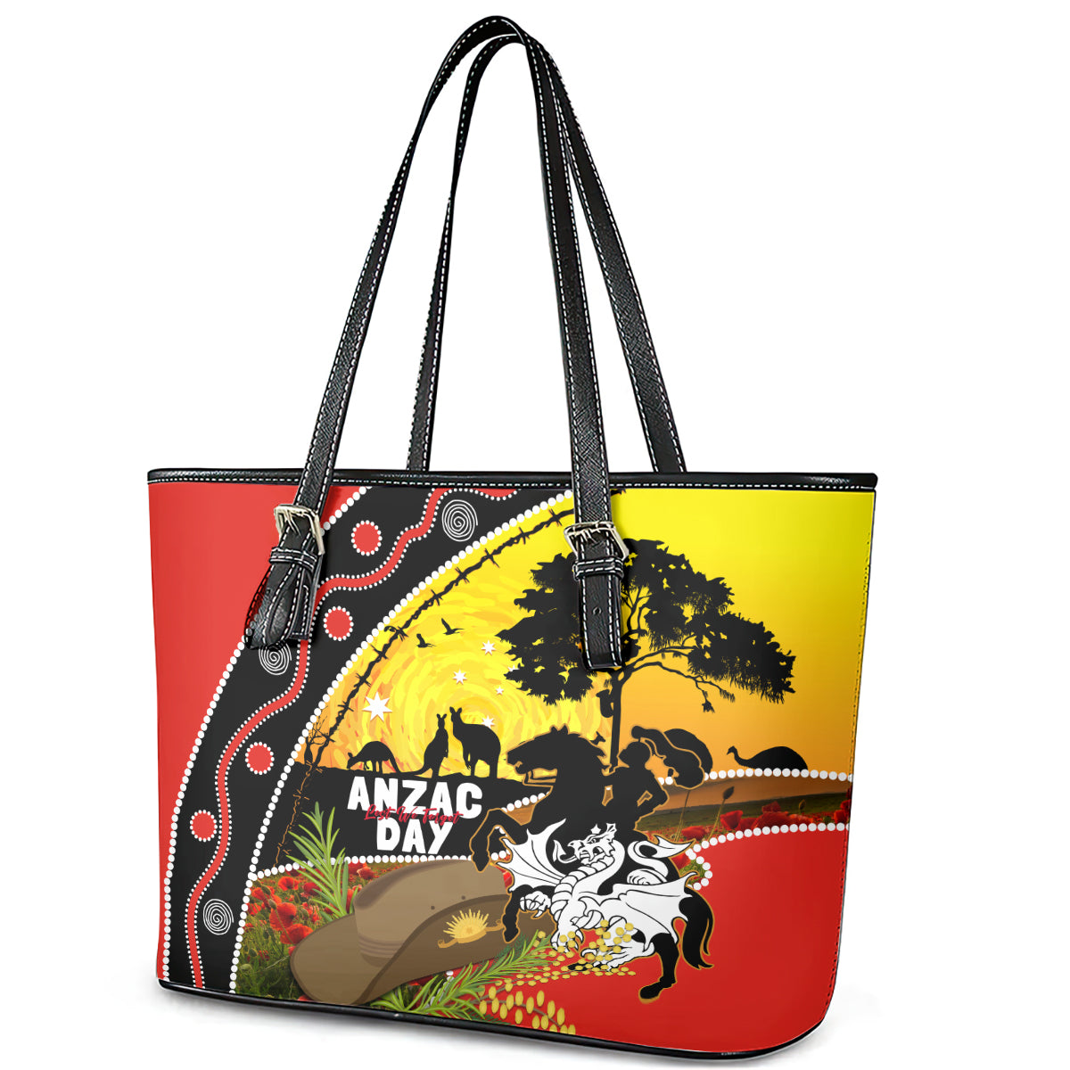 Dragons Rugby ANZAC Day Leather Tote Bag Saints Rosemary Starry Night