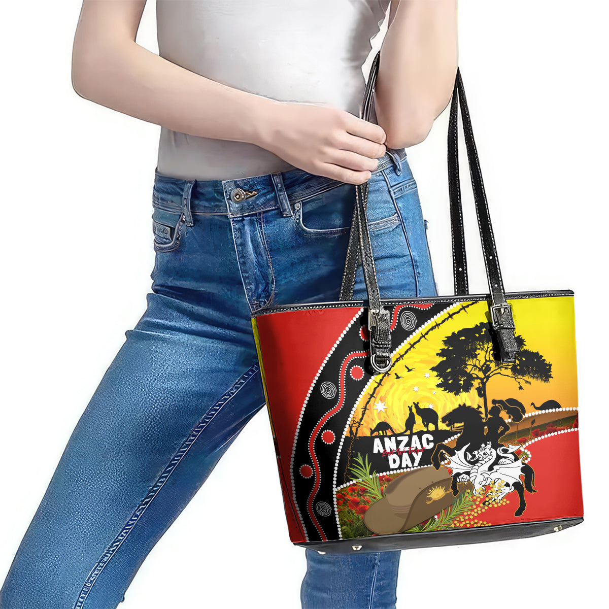 Dragons Rugby ANZAC Day Leather Tote Bag Saints Rosemary Starry Night