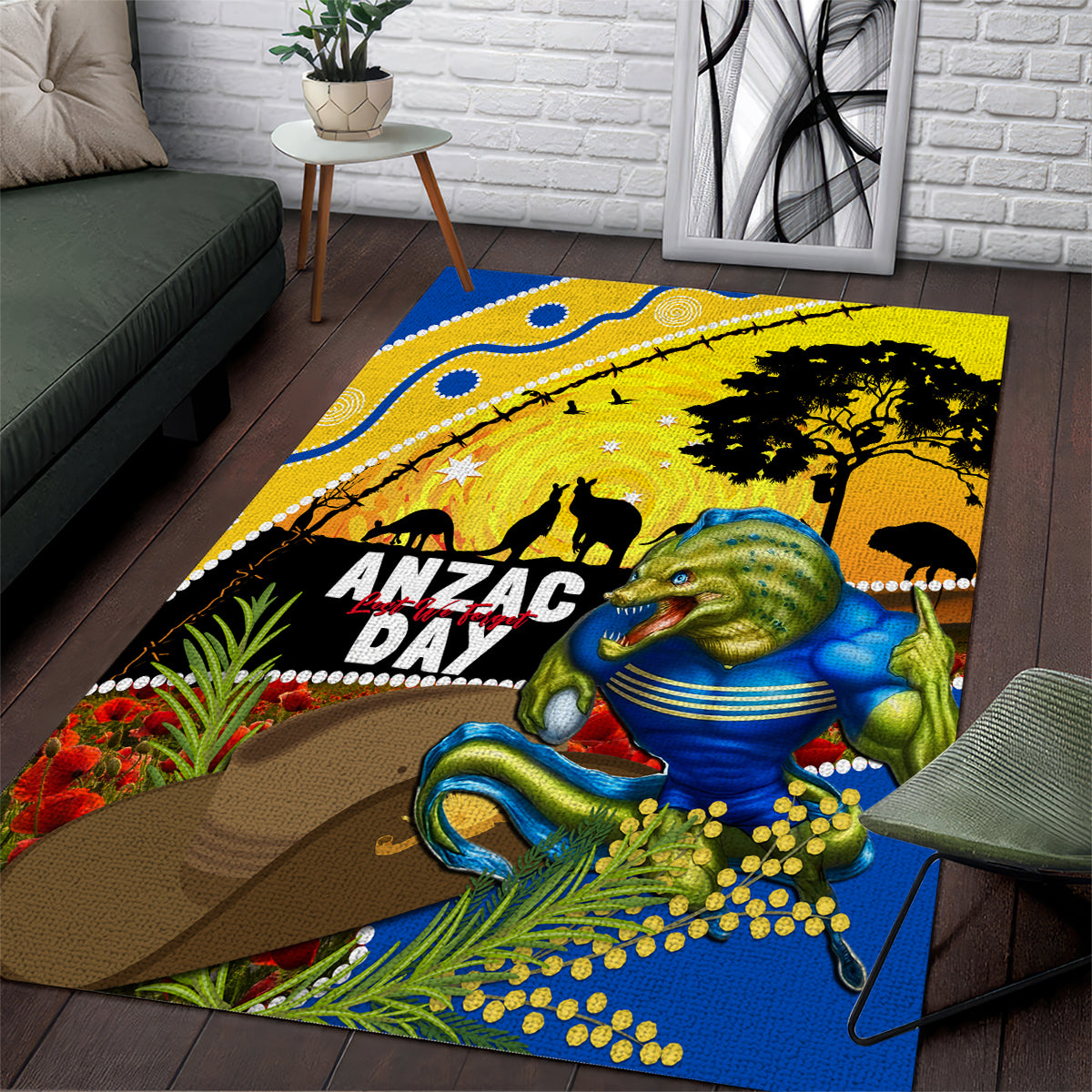 Eels Rugby ANZAC Day Area Rug Parra Mascot Rosemary Starry Night