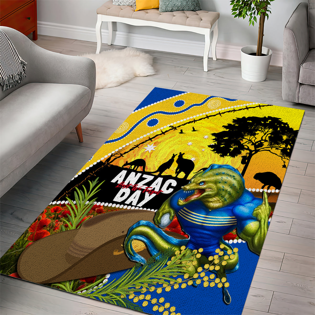 Eels Rugby ANZAC Day Area Rug Parra Mascot Rosemary Starry Night