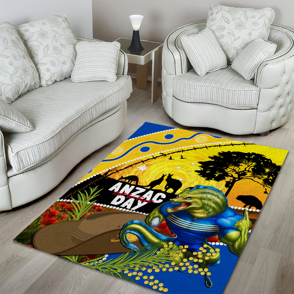 Eels Rugby ANZAC Day Area Rug Parra Mascot Rosemary Starry Night