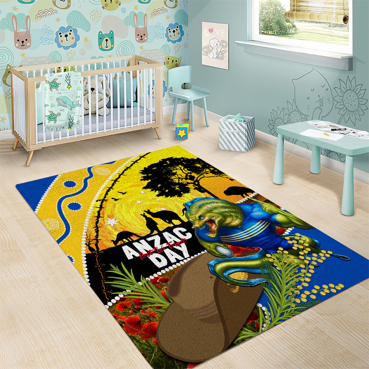 Eels Rugby ANZAC Day Area Rug Parra Mascot Rosemary Starry Night