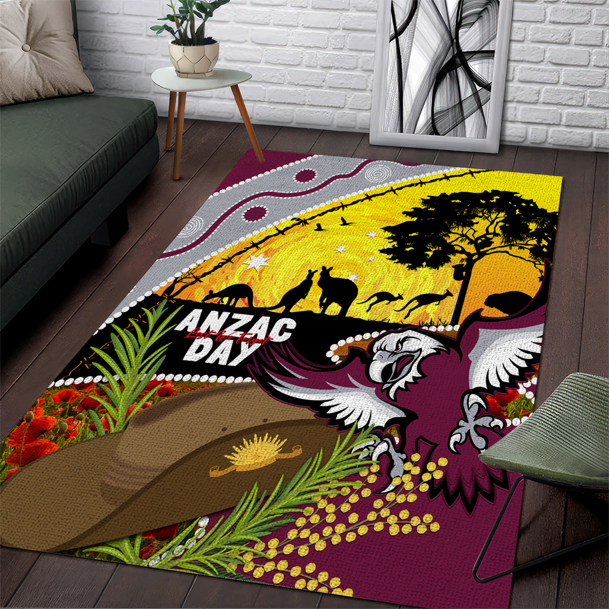 Eagles Rugby ANZAC Day Area Rug Silvertails Rosemary Starry Night