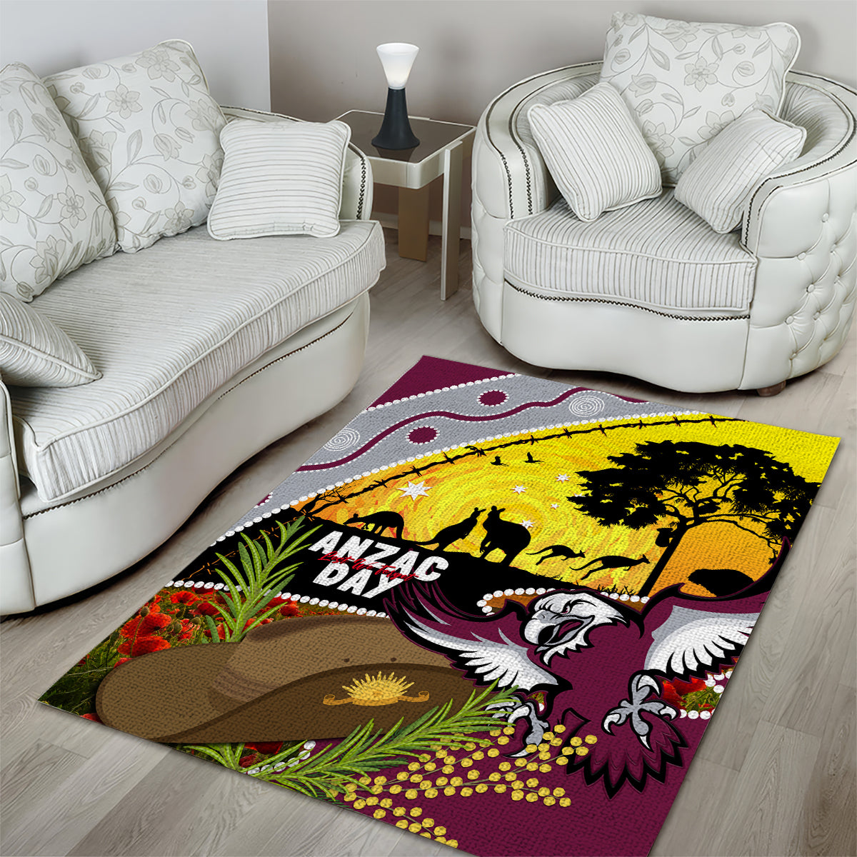 Eagles Rugby ANZAC Day Area Rug Silvertails Rosemary Starry Night