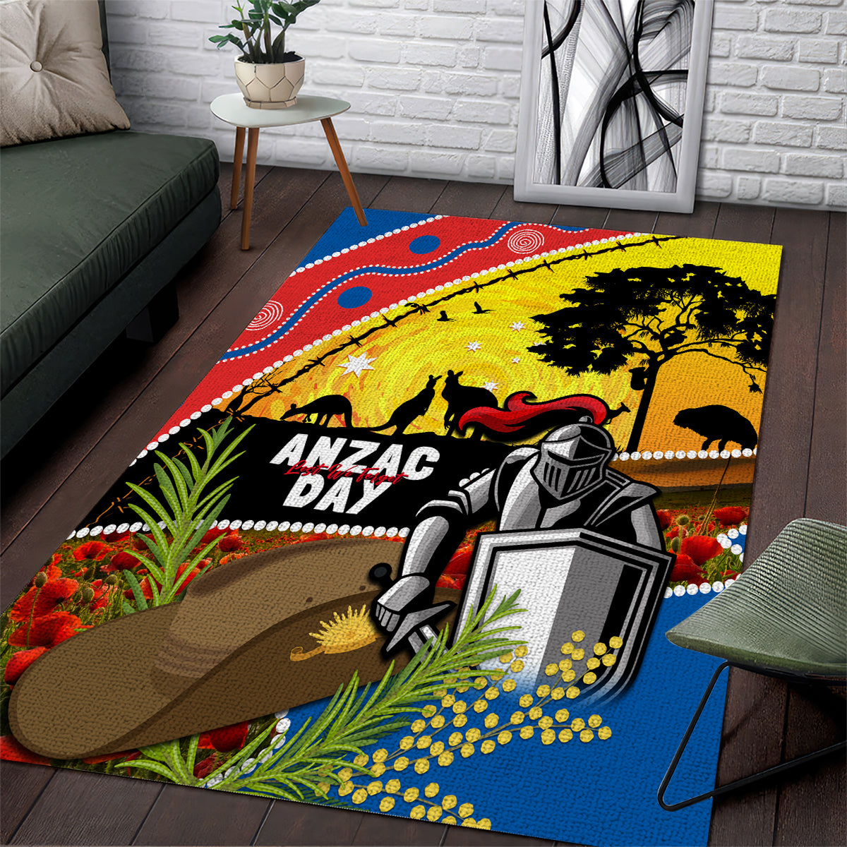 Knights Rugby ANZAC Day Area Rug Novocastrians Mascot Rosemary Starry Night