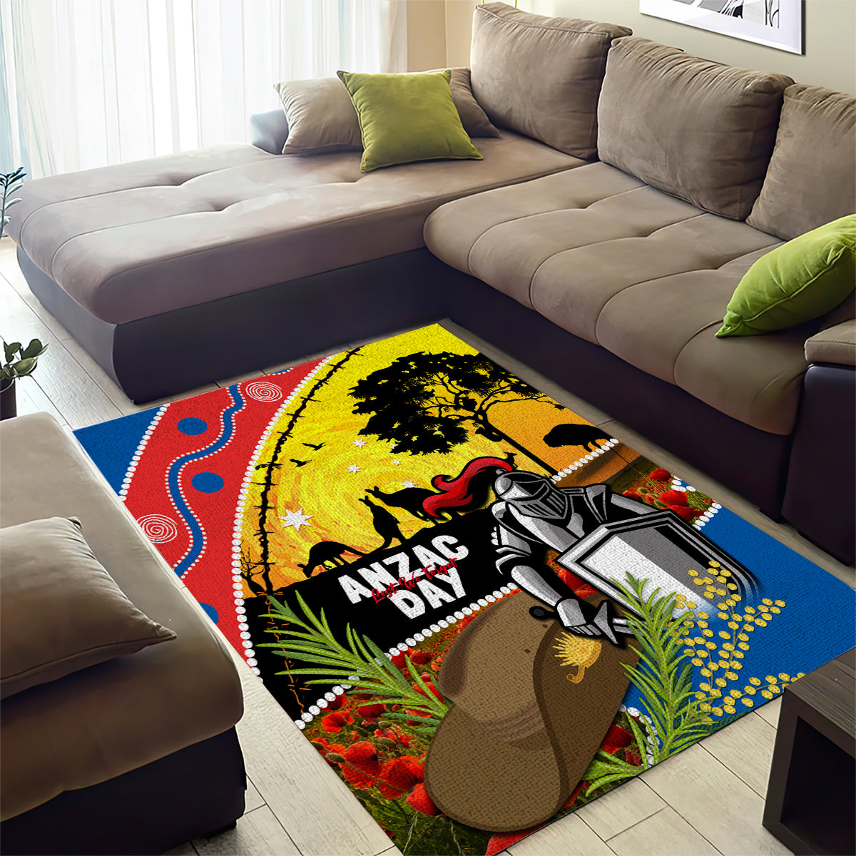 Knights Rugby ANZAC Day Area Rug Novocastrians Mascot Rosemary Starry Night