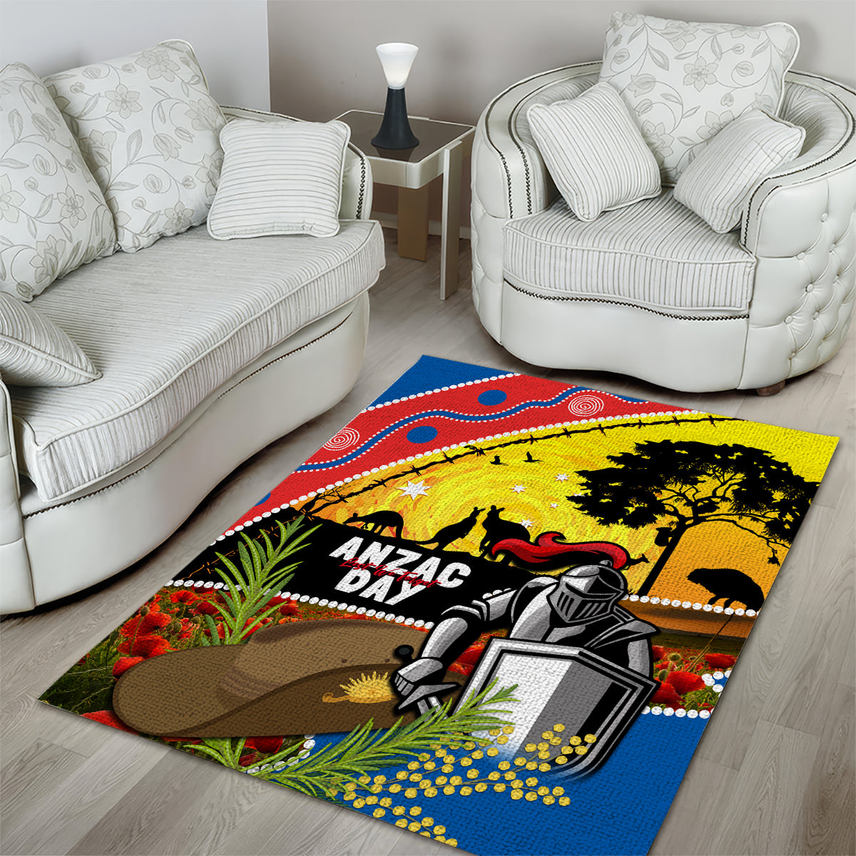 Knights Rugby ANZAC Day Area Rug Novocastrians Mascot Rosemary Starry Night