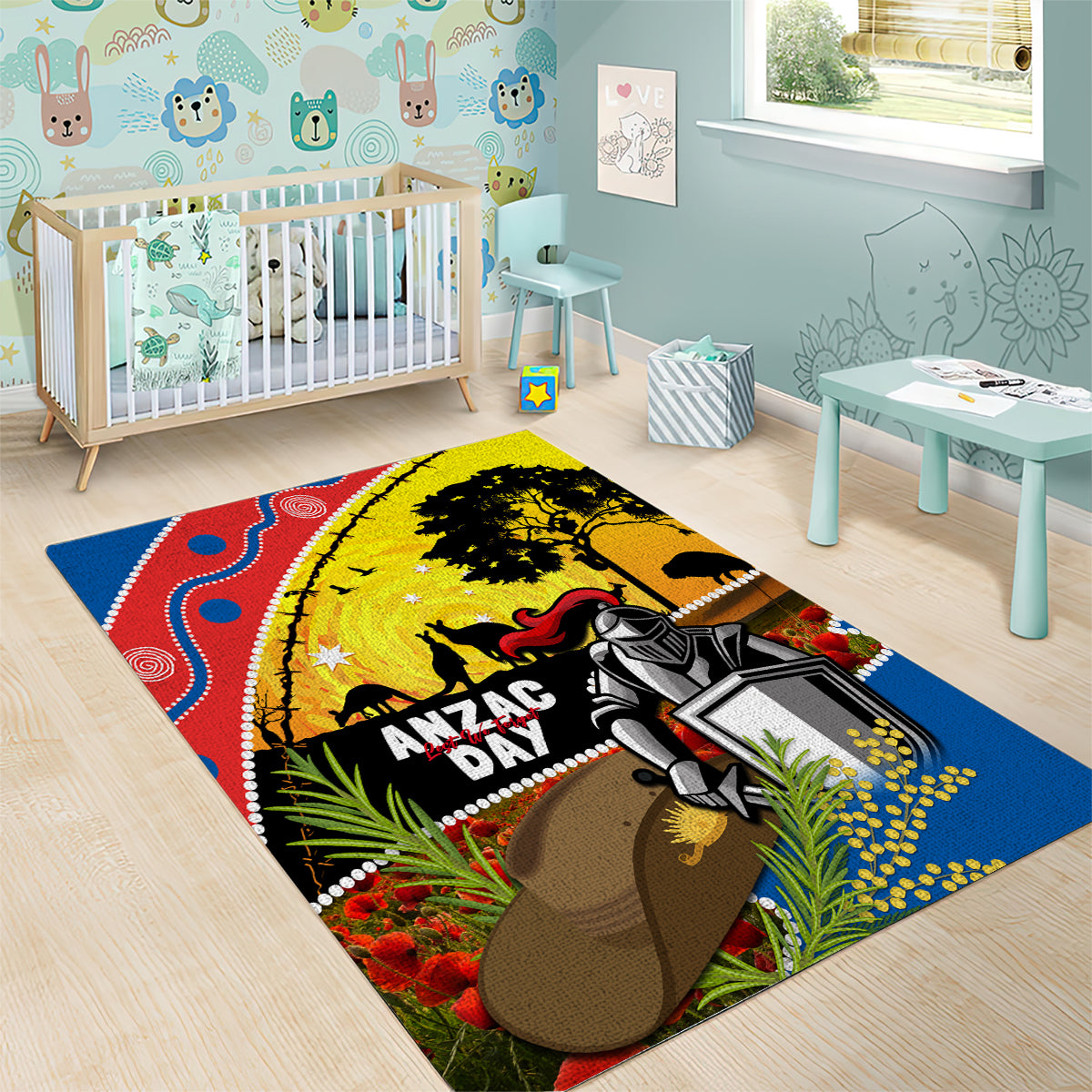 Knights Rugby ANZAC Day Area Rug Novocastrians Mascot Rosemary Starry Night