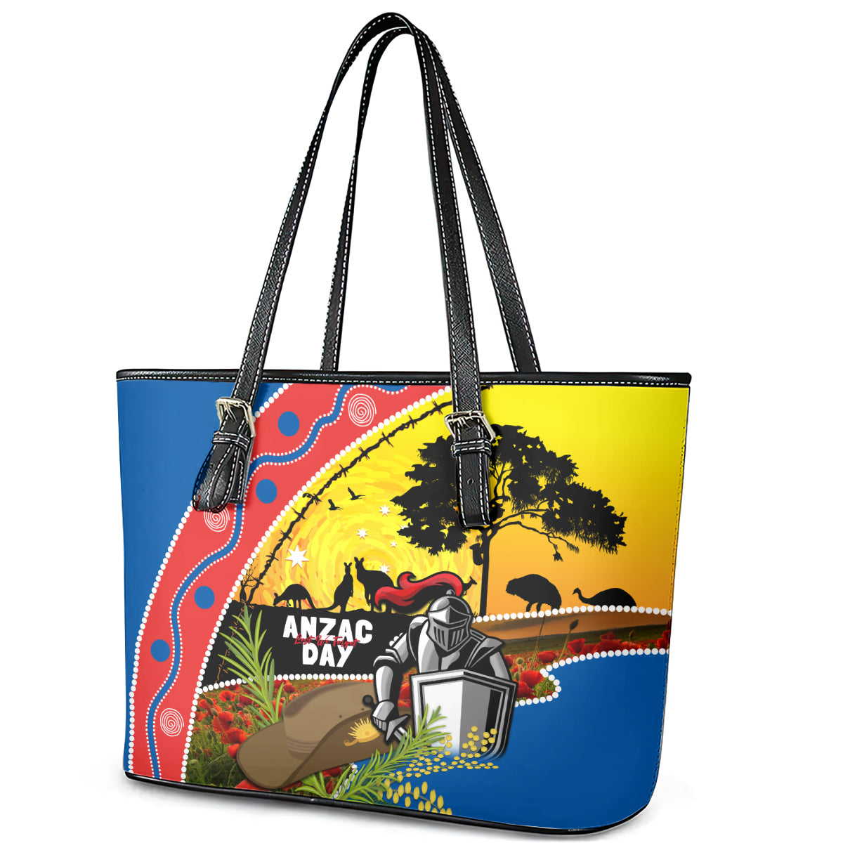 Knights Rugby ANZAC Day Leather Tote Bag Novocastrians Mascot Rosemary Starry Night