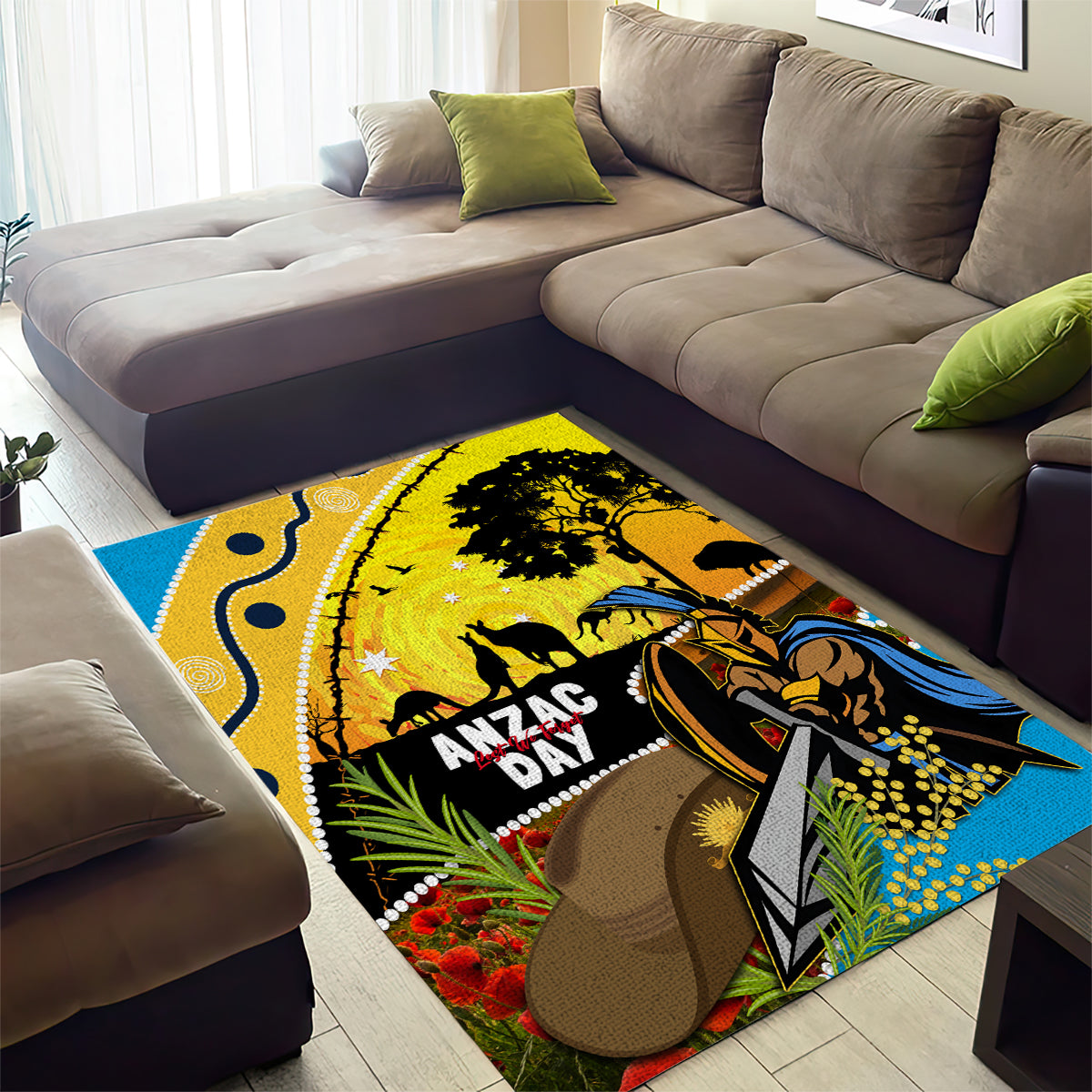 Titans Rugby ANZAC Day Area Rug GLD Mascot Rosemary Starry Night