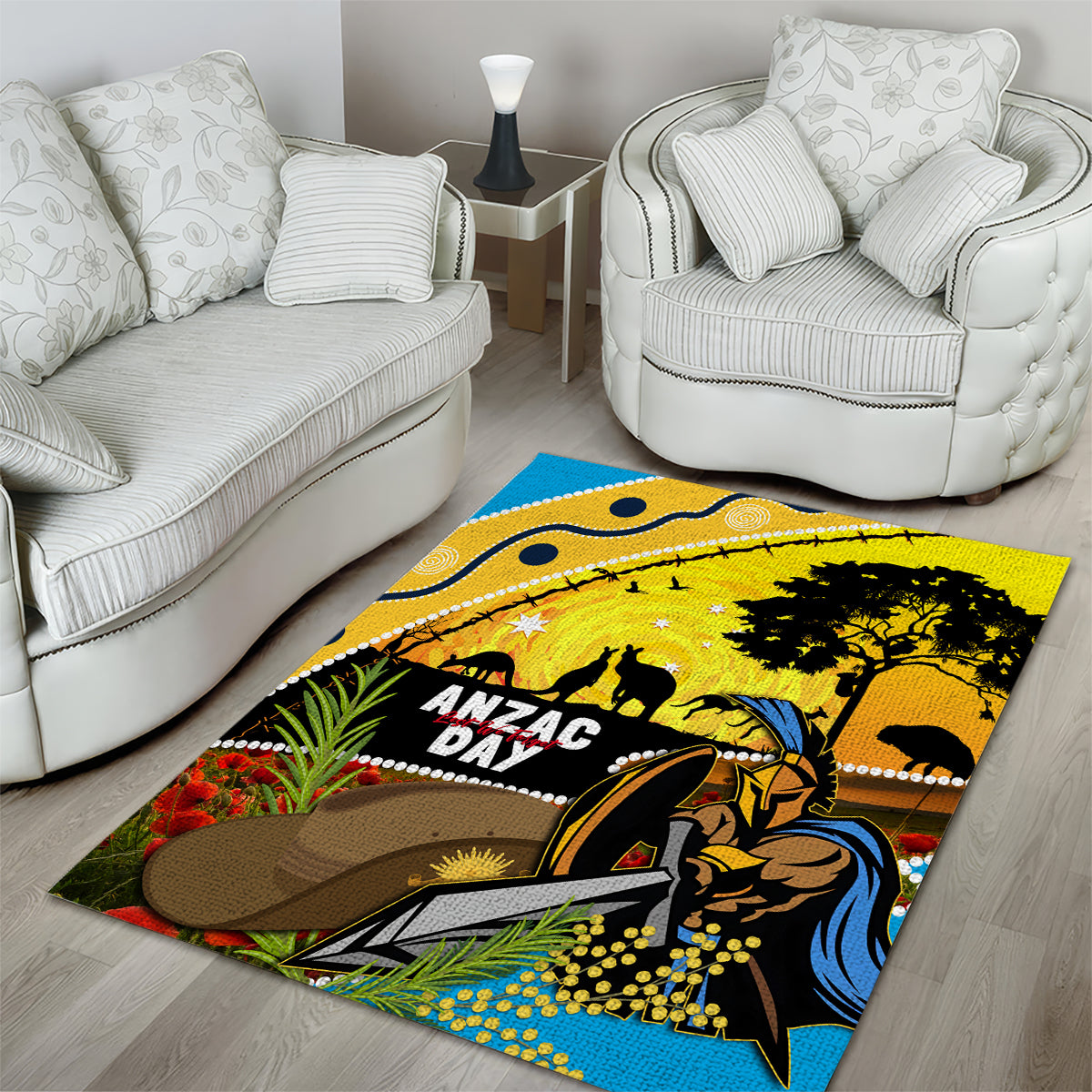 Titans Rugby ANZAC Day Area Rug GLD Mascot Rosemary Starry Night