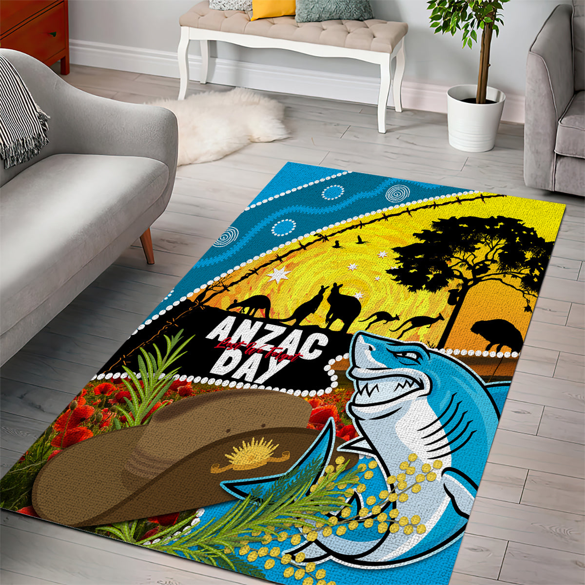 Sharks Rugby ANZAC Day Area Rug Sharkies Rosemary Starry Night