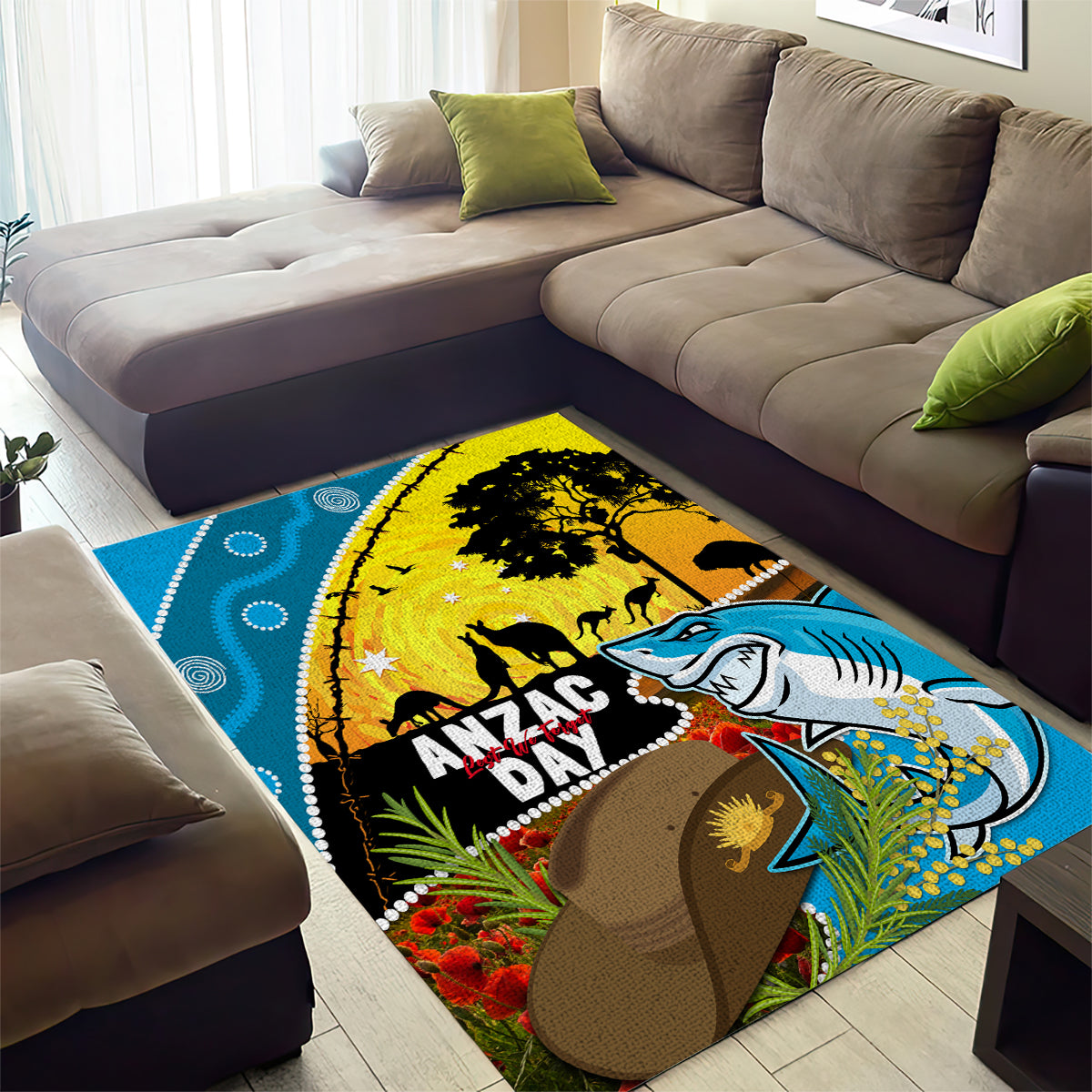 Sharks Rugby ANZAC Day Area Rug Sharkies Rosemary Starry Night